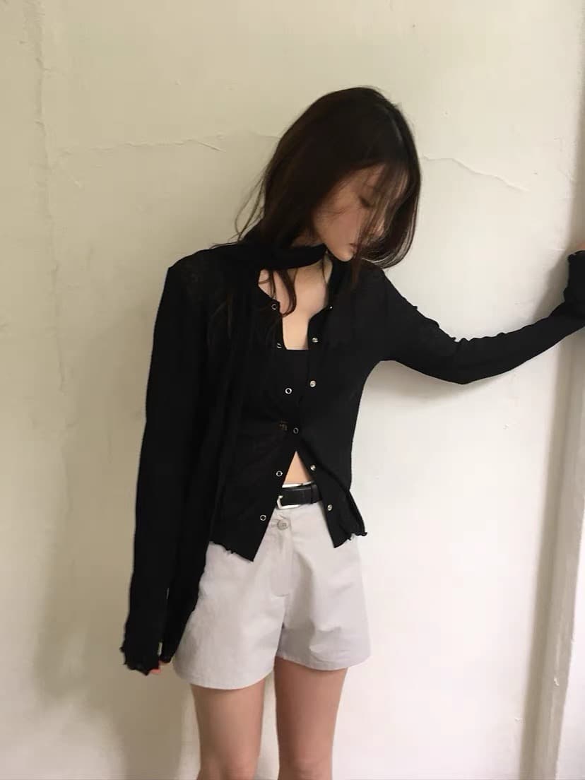 있음 선적 한 부서 다용도 작은 대중 패션 ins 싱글 줄 버튼 여름 이른 가을 얇은 스타일 싱글 줄 버튼 맨위 상세 이미지 6