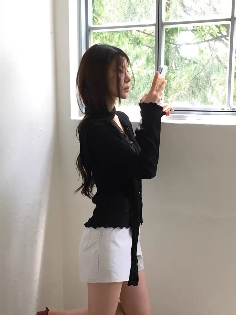 있음 선적 한 부서 다용도 작은 대중 패션 ins 싱글 줄 버튼 여름 이른 가을 얇은 스타일 싱글 줄 버튼 맨위 상세 이미지 8