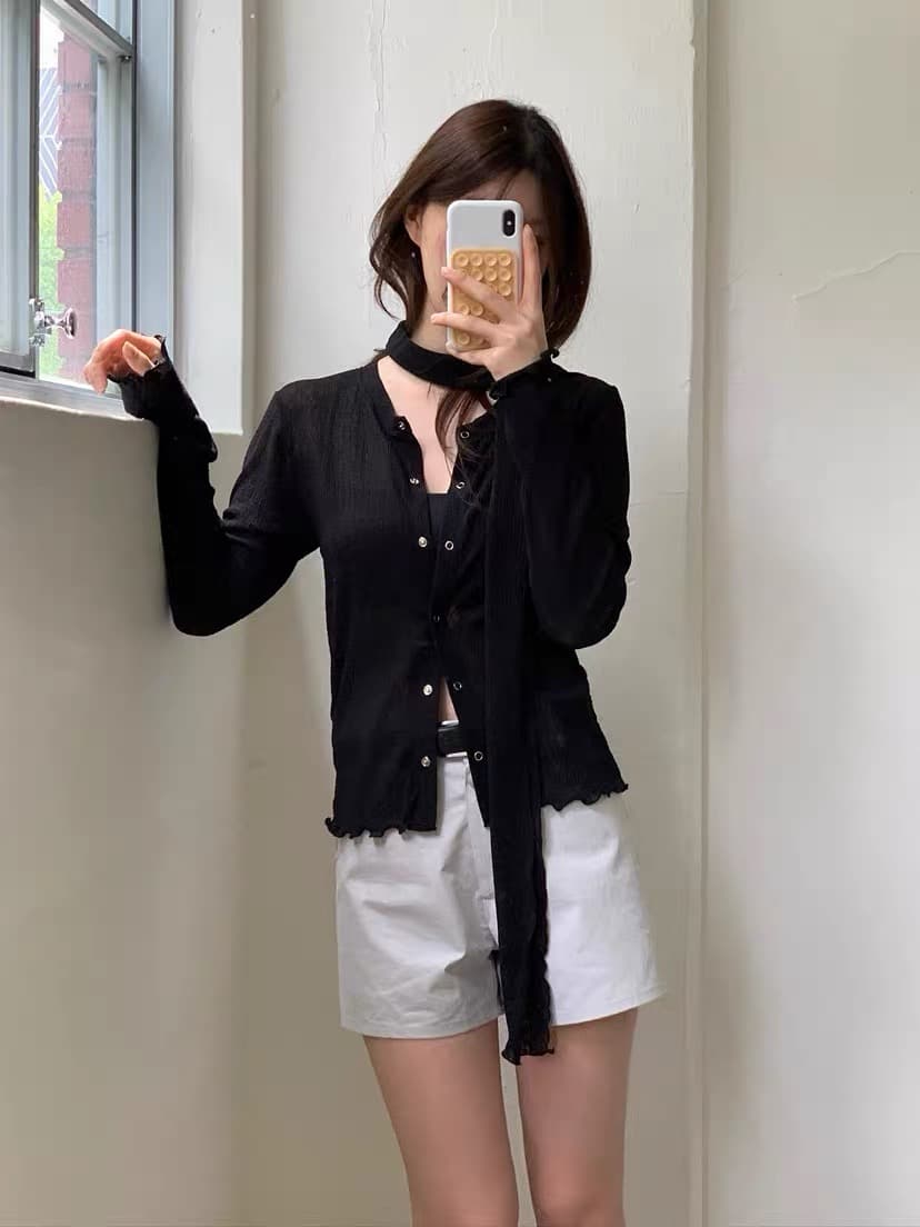 있음 선적 한 부서 다용도 작은 대중 패션 ins 싱글 줄 버튼 여름 이른 가을 얇은 스타일 싱글 줄 버튼 맨위 상세 이미지 11