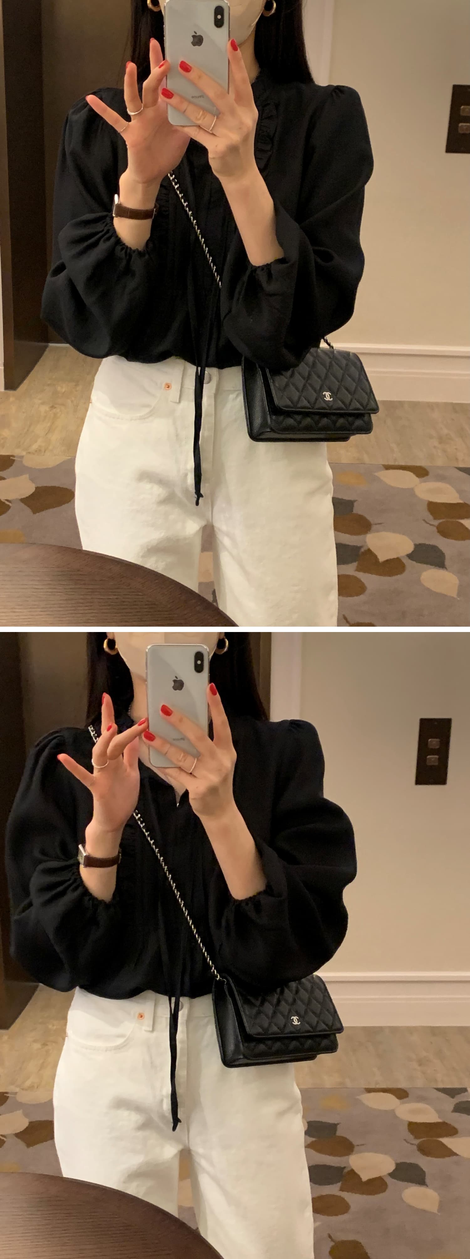 있음 선적 한국 동대문 이른 가을 패션 프릴 요정 셔츠 상세 이미지 10