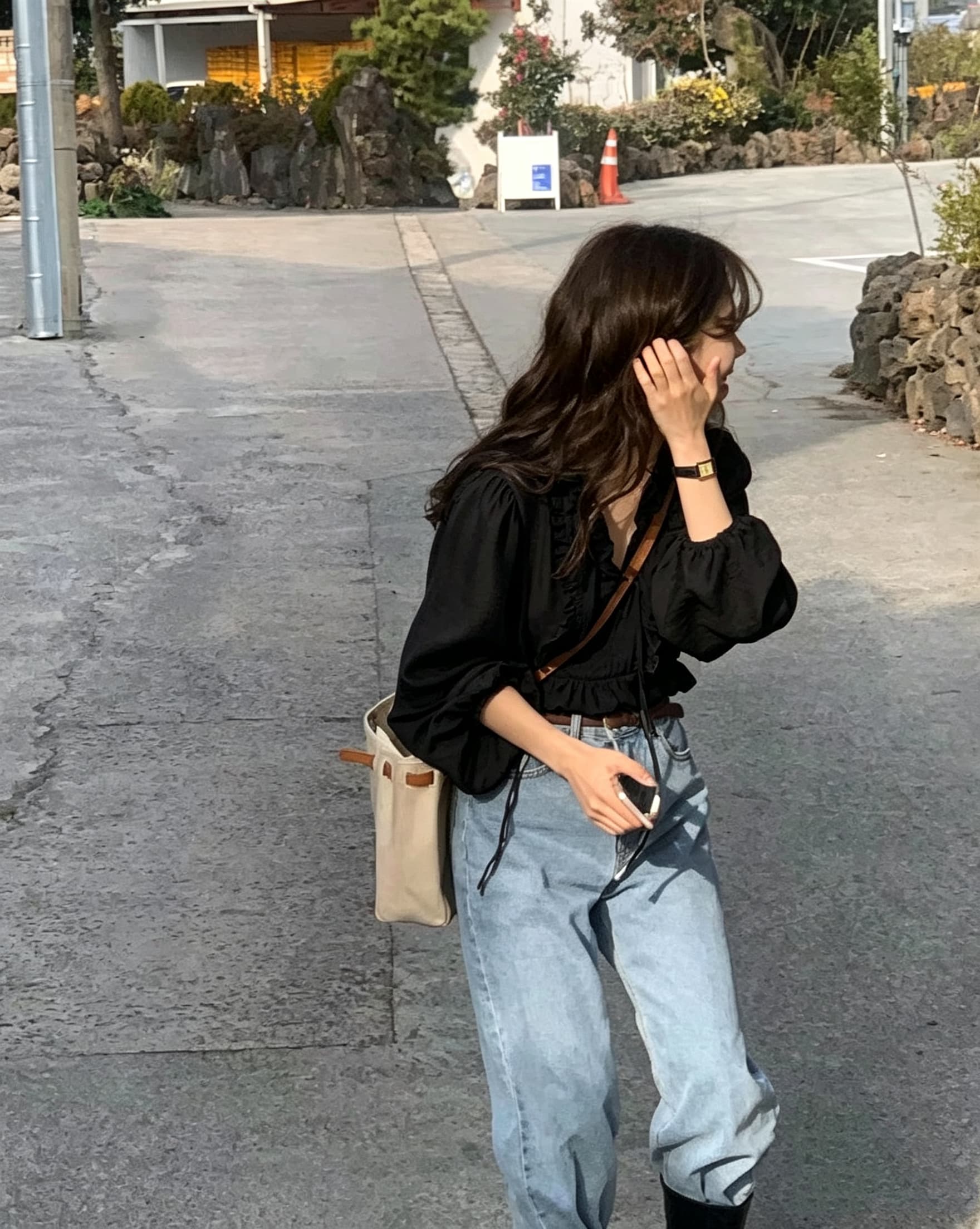 있음 선적 한국 동대문 이른 가을 패션 프릴 요정 셔츠 상세 이미지 3
