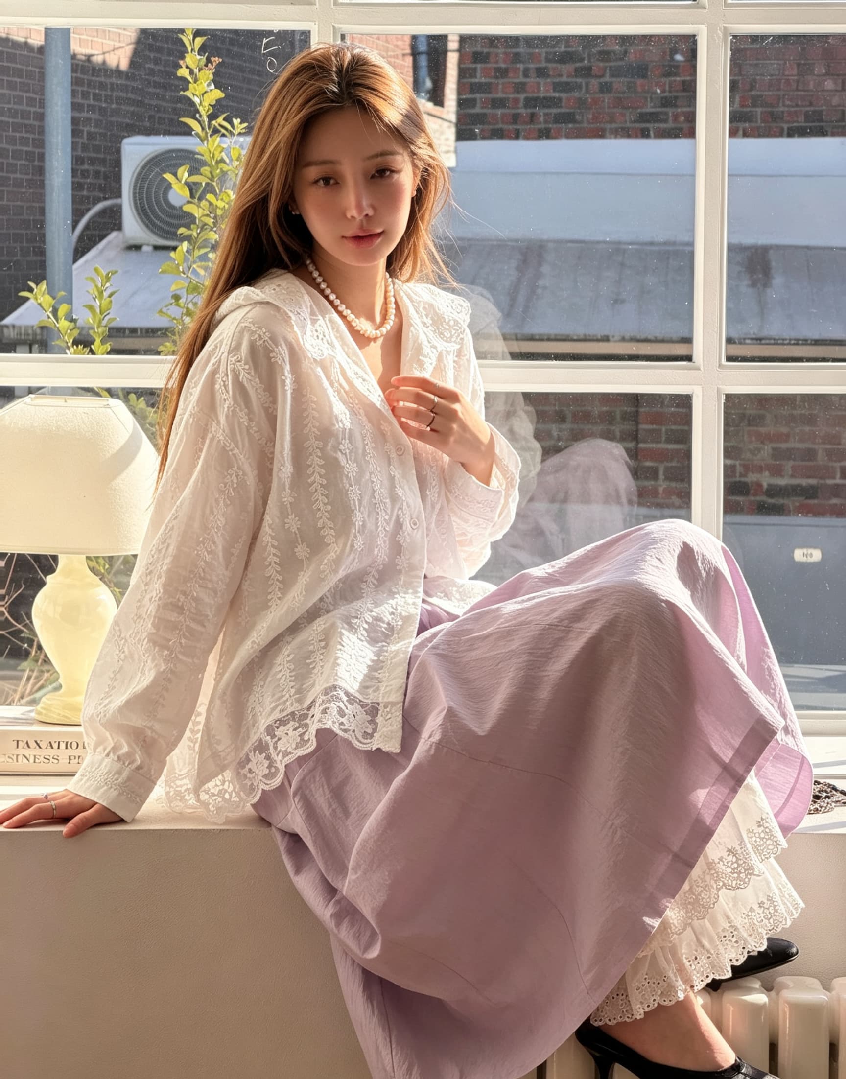 한 부서 다용도 후드 자수 레이스 긴팔 셔츠 루즈핏 부드러운 다용도 재킷 상세 이미지 11