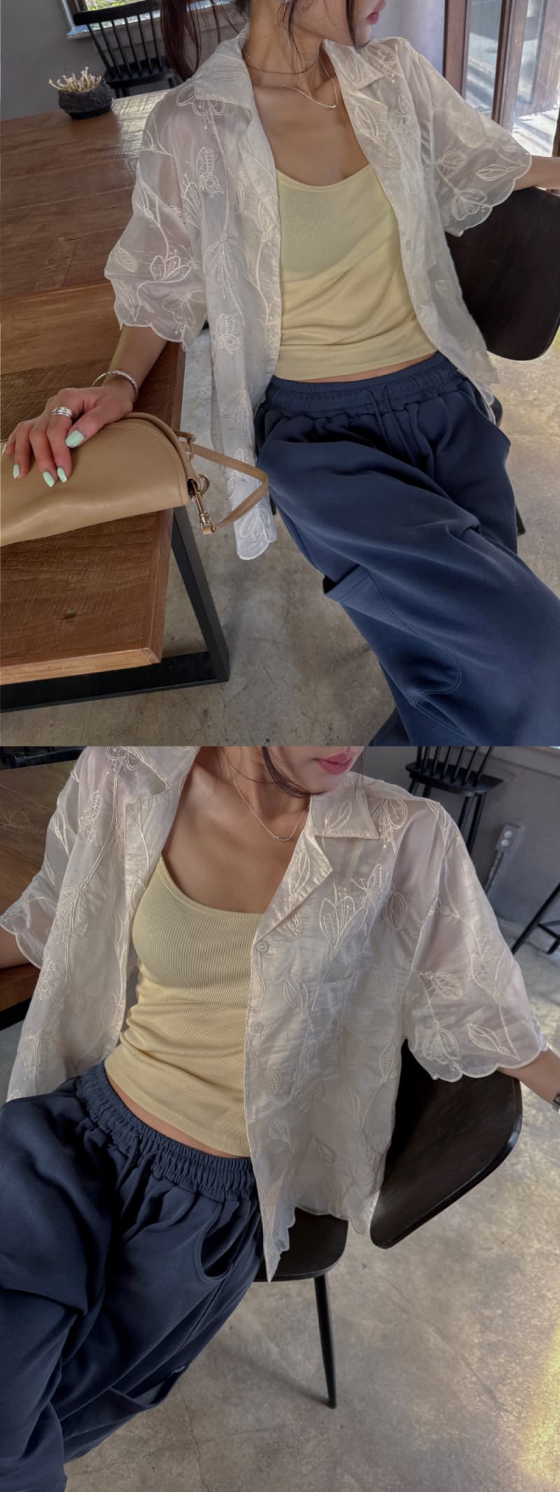 있음 선적 한 부서 무거운 작업 자수 다용도 작은 대중 패션 싱글 줄 버튼 셔츠 상세 이미지 9
