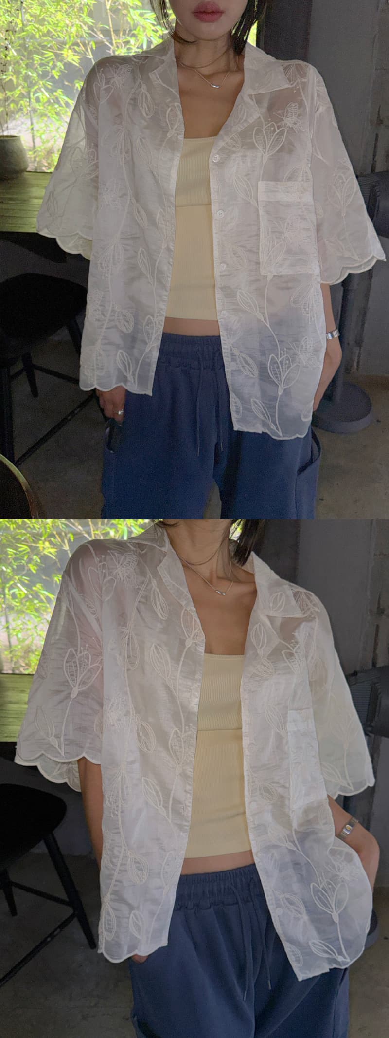 있음 선적 한 부서 무거운 작업 자수 다용도 작은 대중 패션 싱글 줄 버튼 셔츠 상세 이미지 11