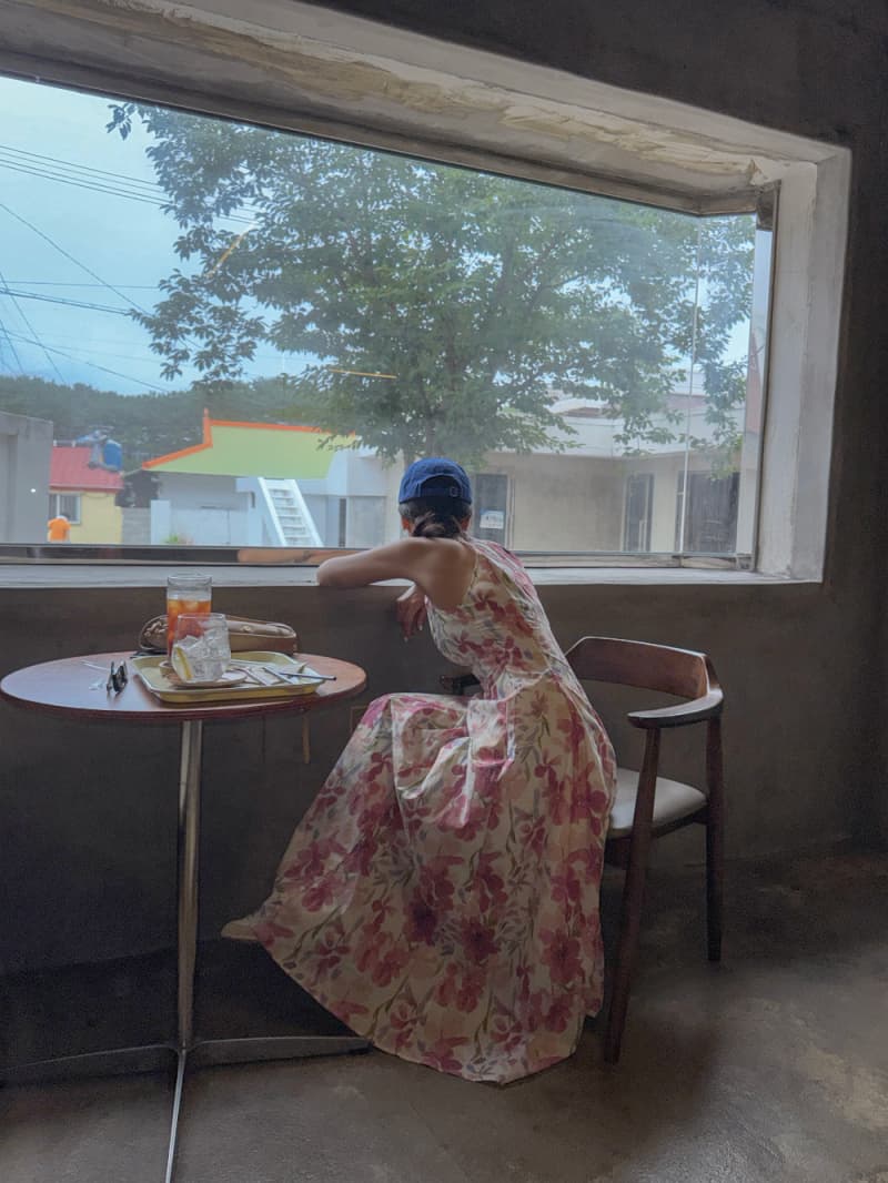 한 부서 해변가 휴가 바람 꽃무늬 작은 대중 몸매 가꾸기 드레스 롱 스커트 상세 이미지 8