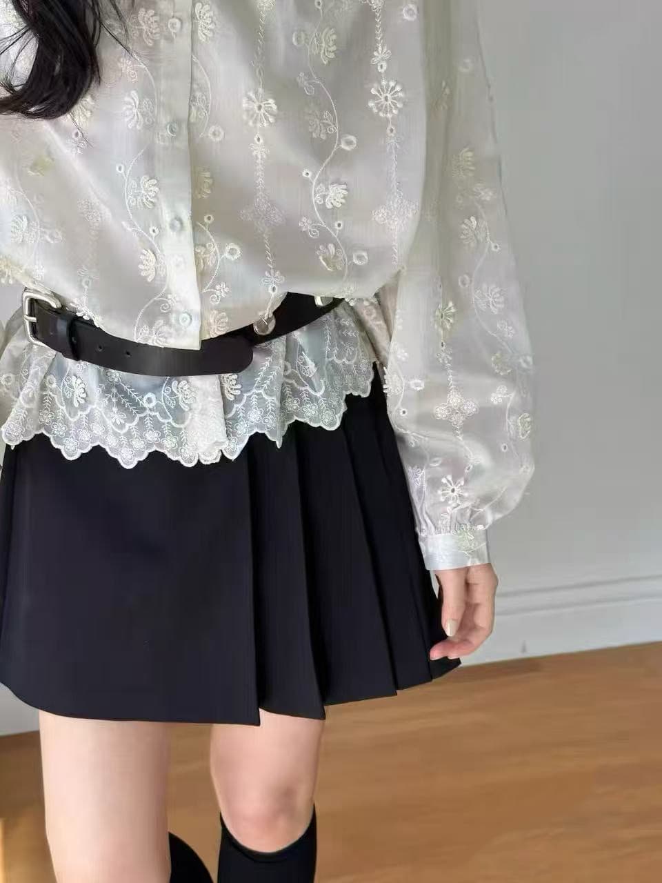 있음 선적 chic 다용도 작은 대중 패션 무거운 작업 자수 긴팔 셔츠 스탠드 칼라 셔츠 상세 이미지 13