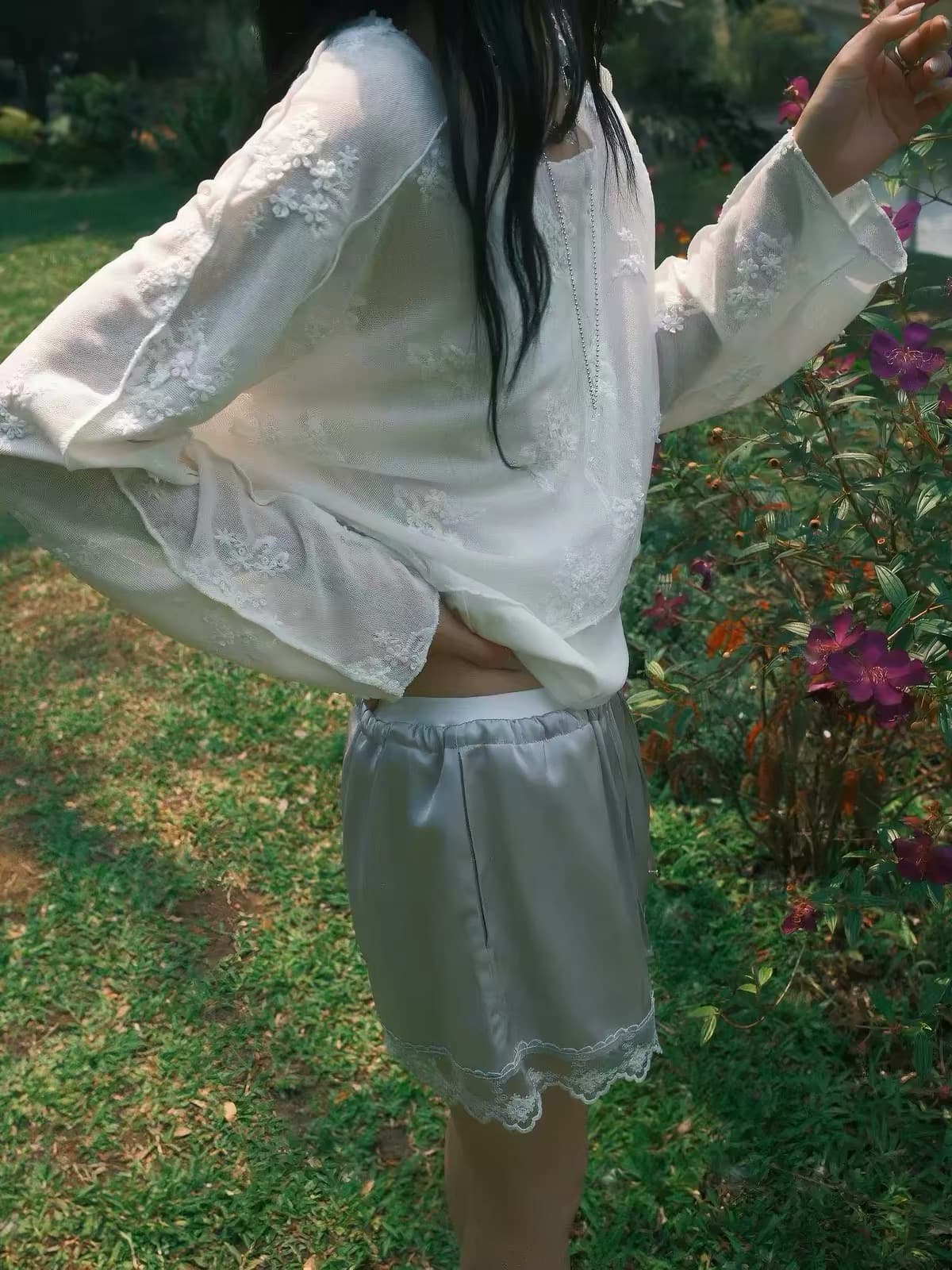 있음 선적 한 부서 다용도 작은 대중 자카드 자외선 차단 작은 셔츠 긴 소매 티셔츠 블라우스 상세 이미지 11