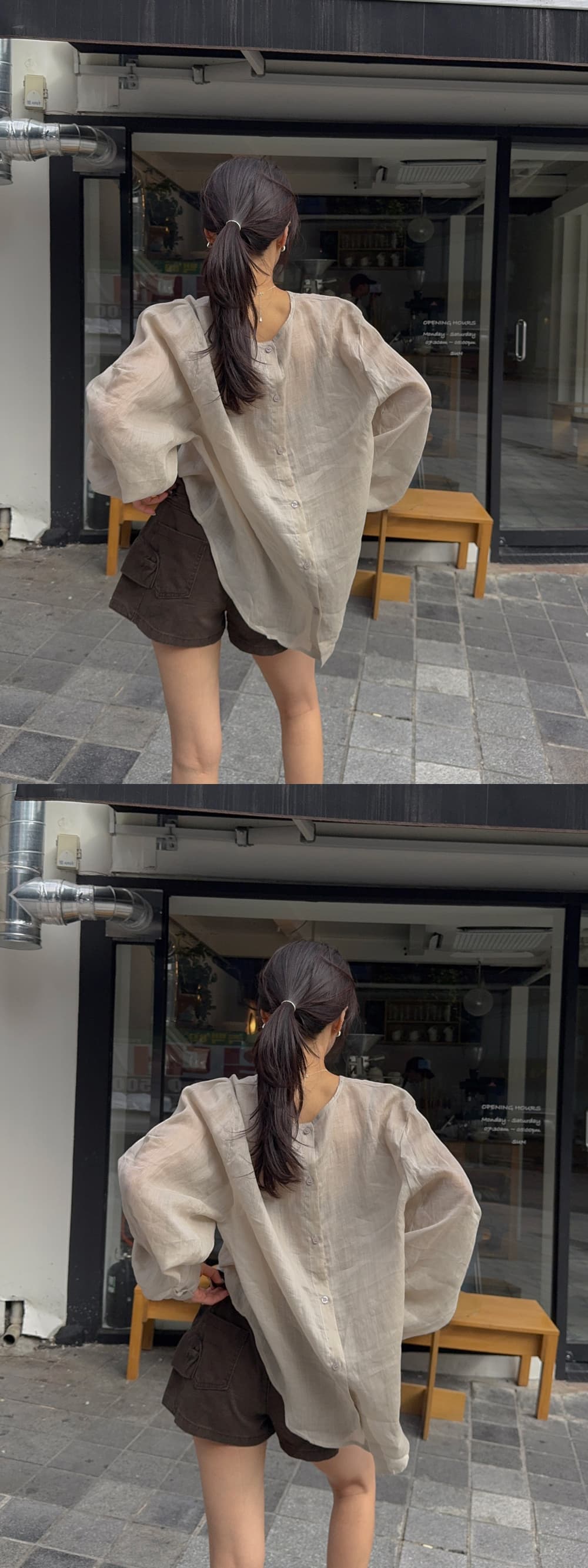한 부서 다용도 작은 대중 패션 루즈핏 얇은 스타일 자외선 차단 맨위 셔츠 상세 이미지 5