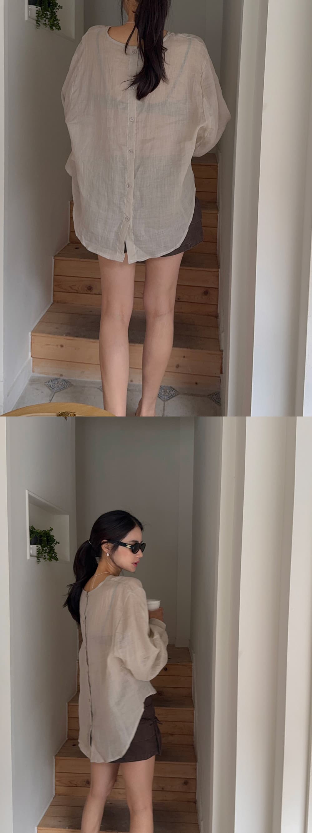 한 부서 다용도 작은 대중 패션 루즈핏 얇은 스타일 자외선 차단 맨위 셔츠 상세 이미지 8