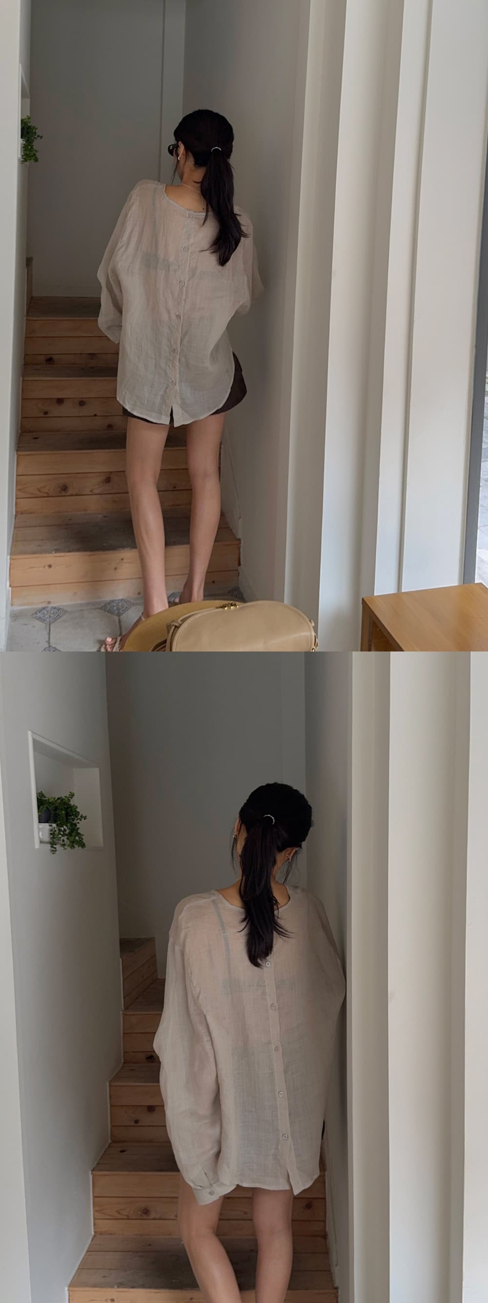 한 부서 다용도 작은 대중 패션 루즈핏 얇은 스타일 자외선 차단 맨위 셔츠 상세 이미지 10