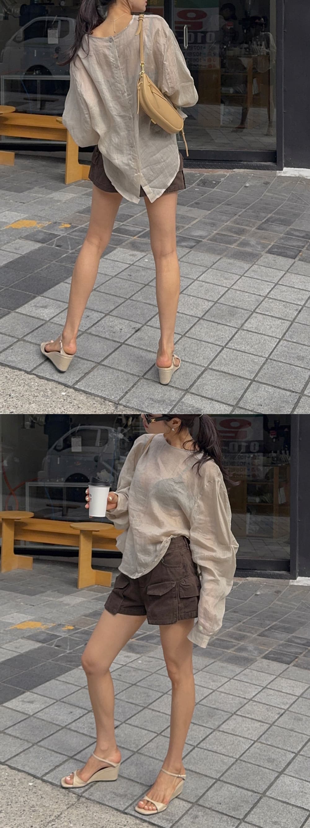 한 부서 다용도 작은 대중 패션 루즈핏 얇은 스타일 자외선 차단 맨위 셔츠 상세 이미지 15