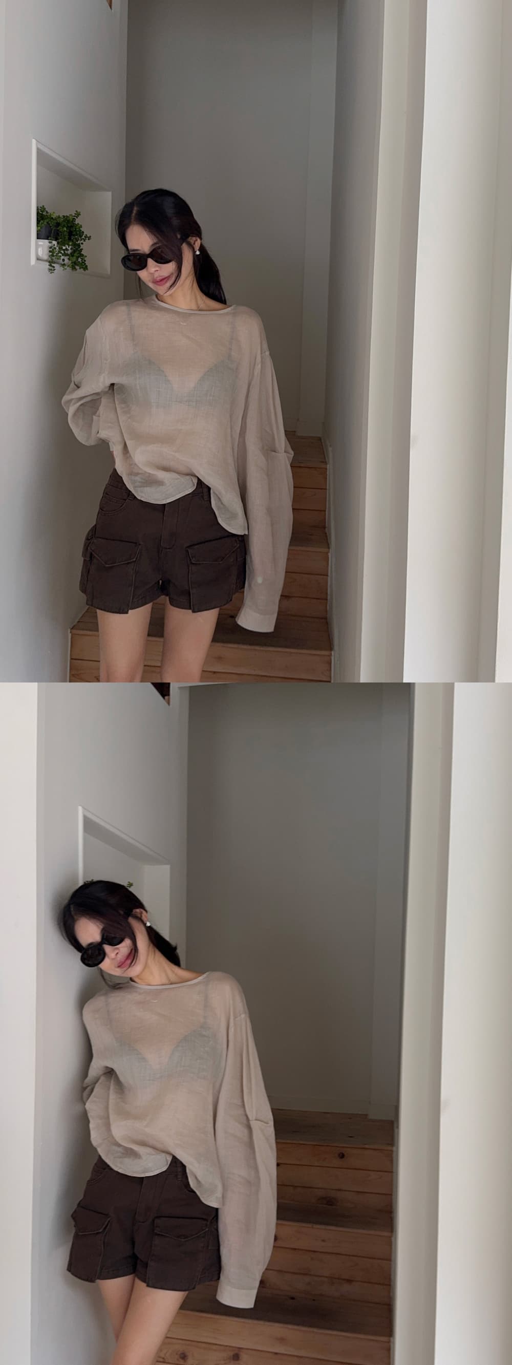 한 부서 다용도 작은 대중 패션 루즈핏 얇은 스타일 자외선 차단 맨위 셔츠 상세 이미지 18