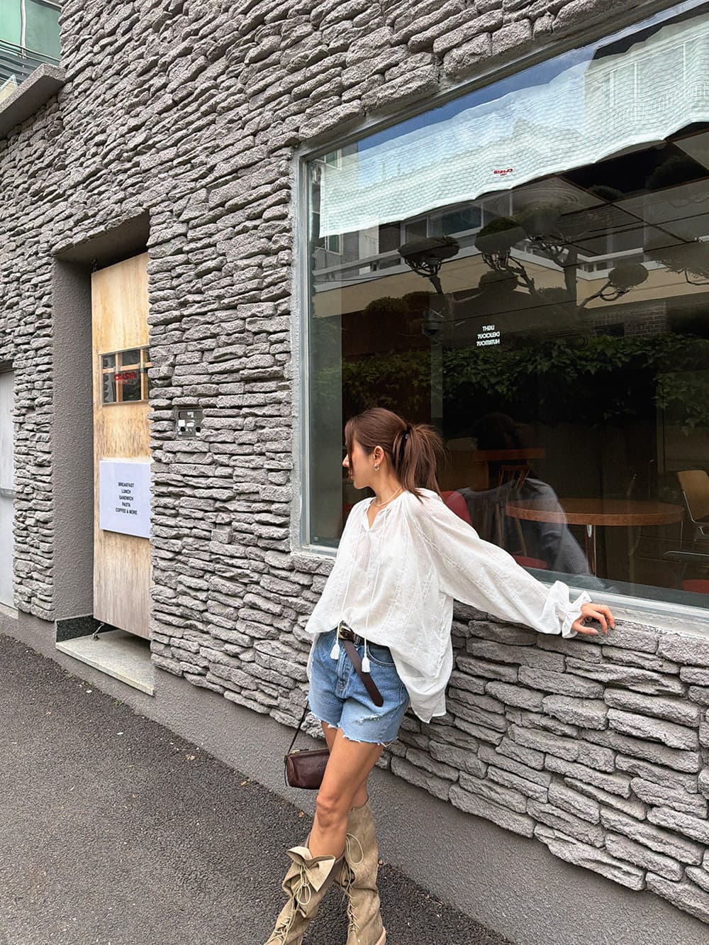한 부서 다용도 단색 이른 가을 긴팔 국방 사이 자카드 셔츠 상세 이미지 2