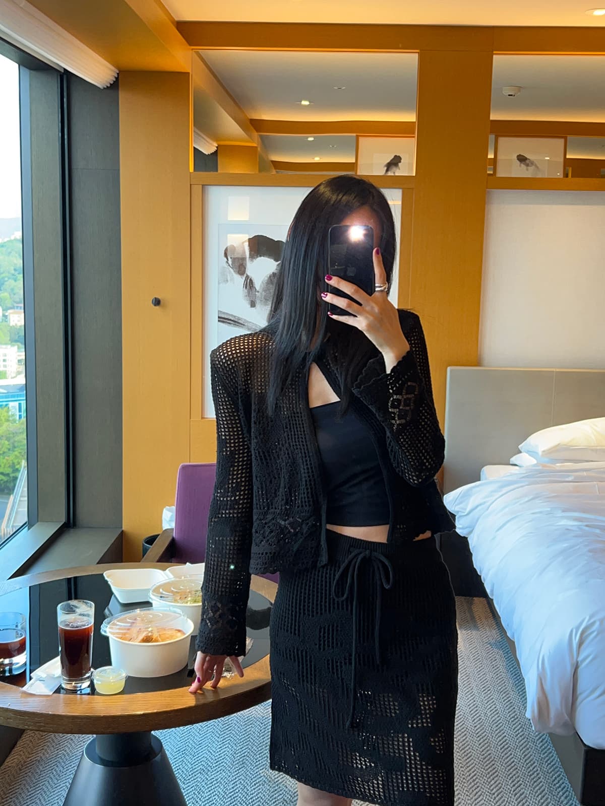 한 부서 이른 가을 니트 스웨터 홀로우 아웃 투피스 세트 맨위 긴팔 싱글 줄 버튼 스웨터 상세 이미지 26