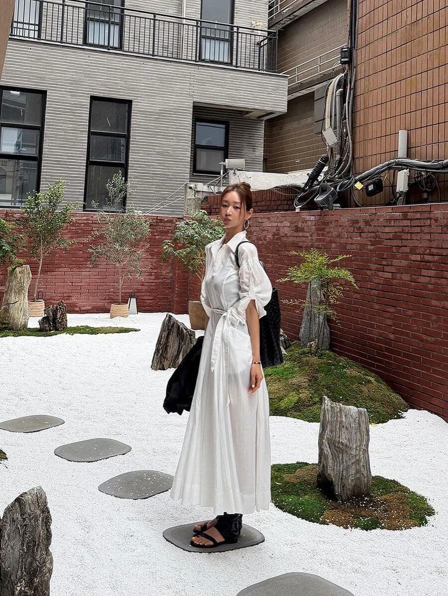 chic 다용도 달콤함 품격 단색 대 치마 드레스 상세 이미지 7