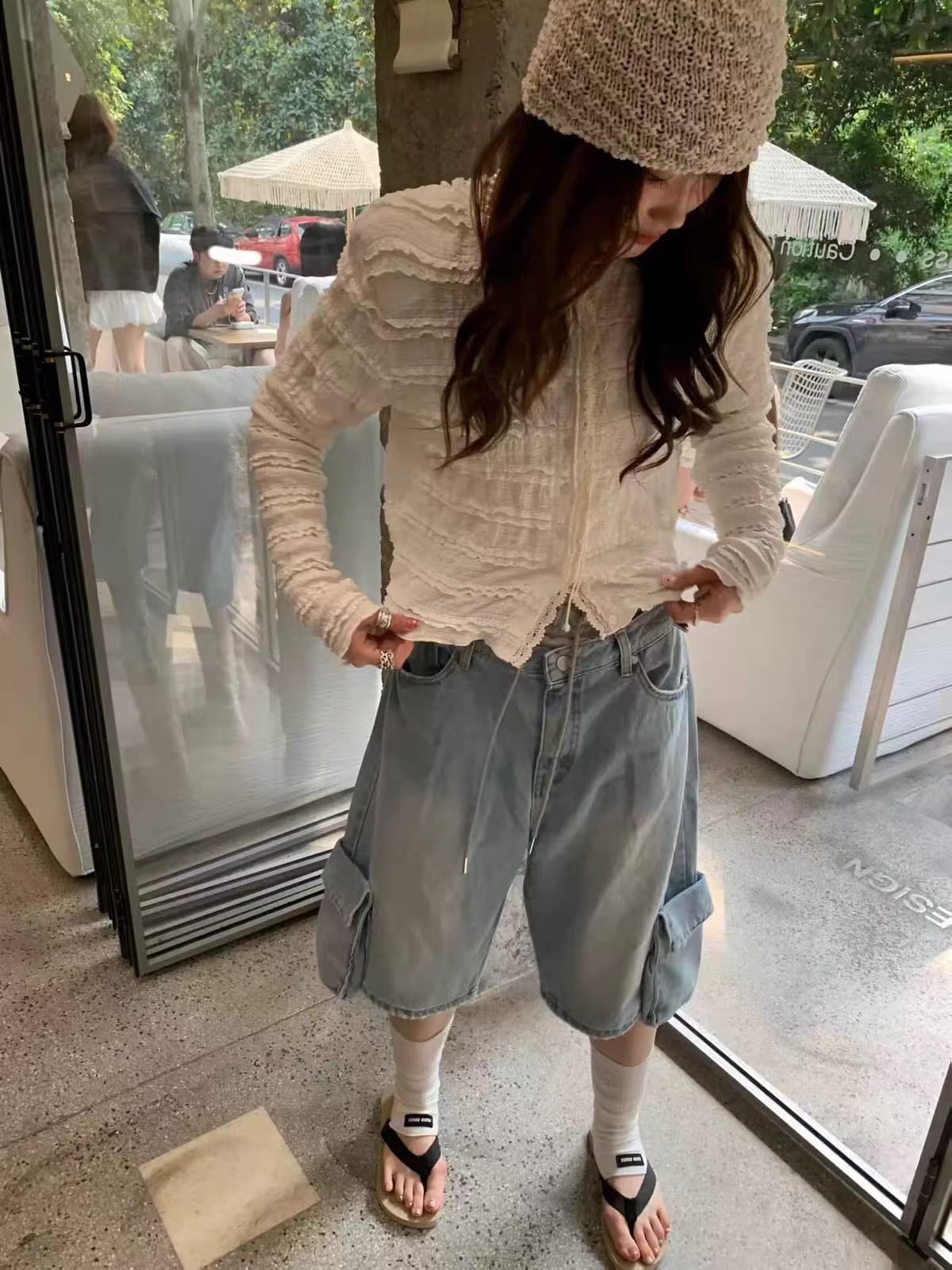 있음 선적 한 부서 ins 다용도 작은 대중 연령 감소 긴팔 오픈 가디건 맨위 상세 이미지 4
