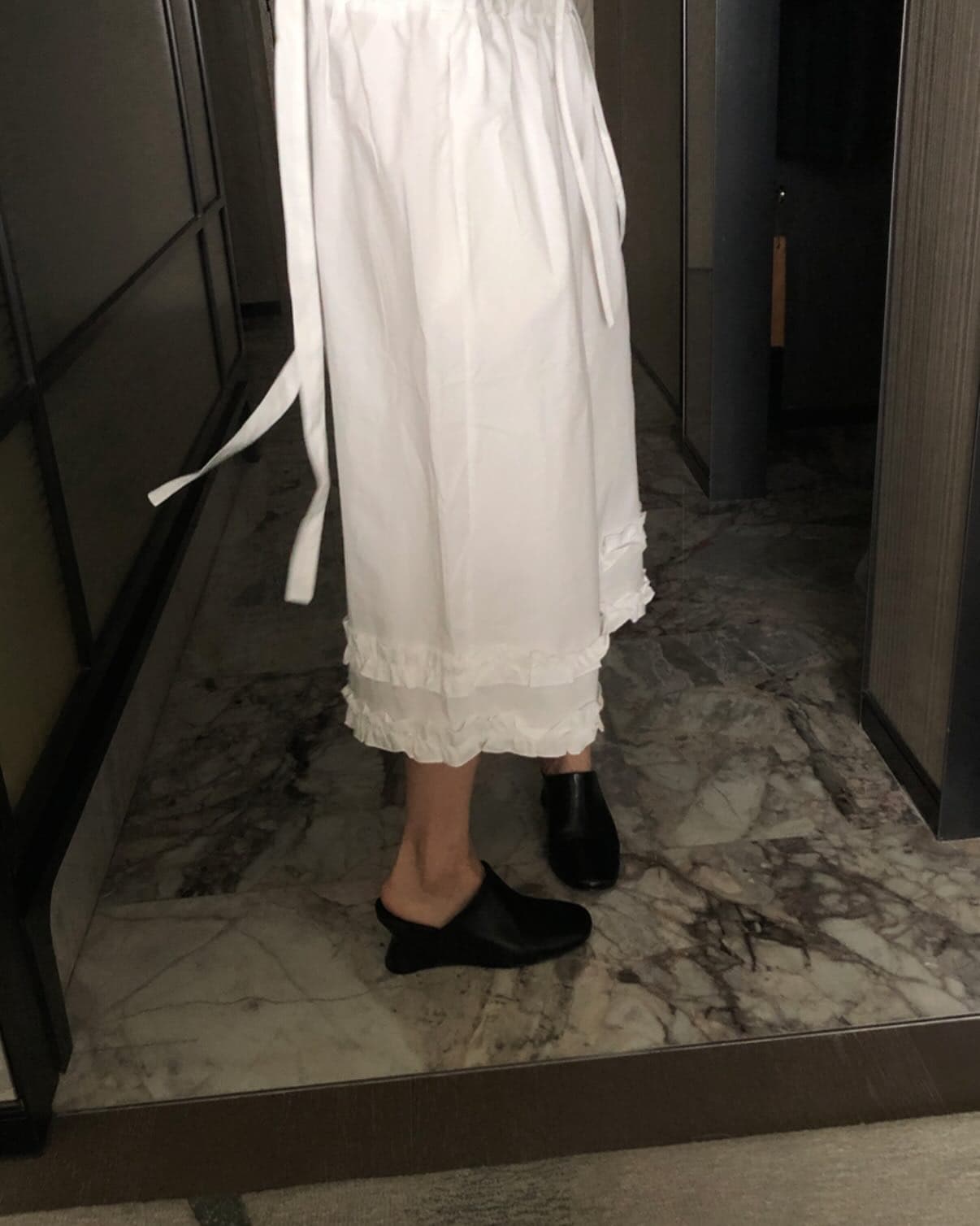 chic 다용도 작은 대중 패션 캐주얼 싱글 줄 버튼 출퇴근 셔츠 허리밴드 반신 스커트 7부 바지 투피스 세트 상세 이미지 8