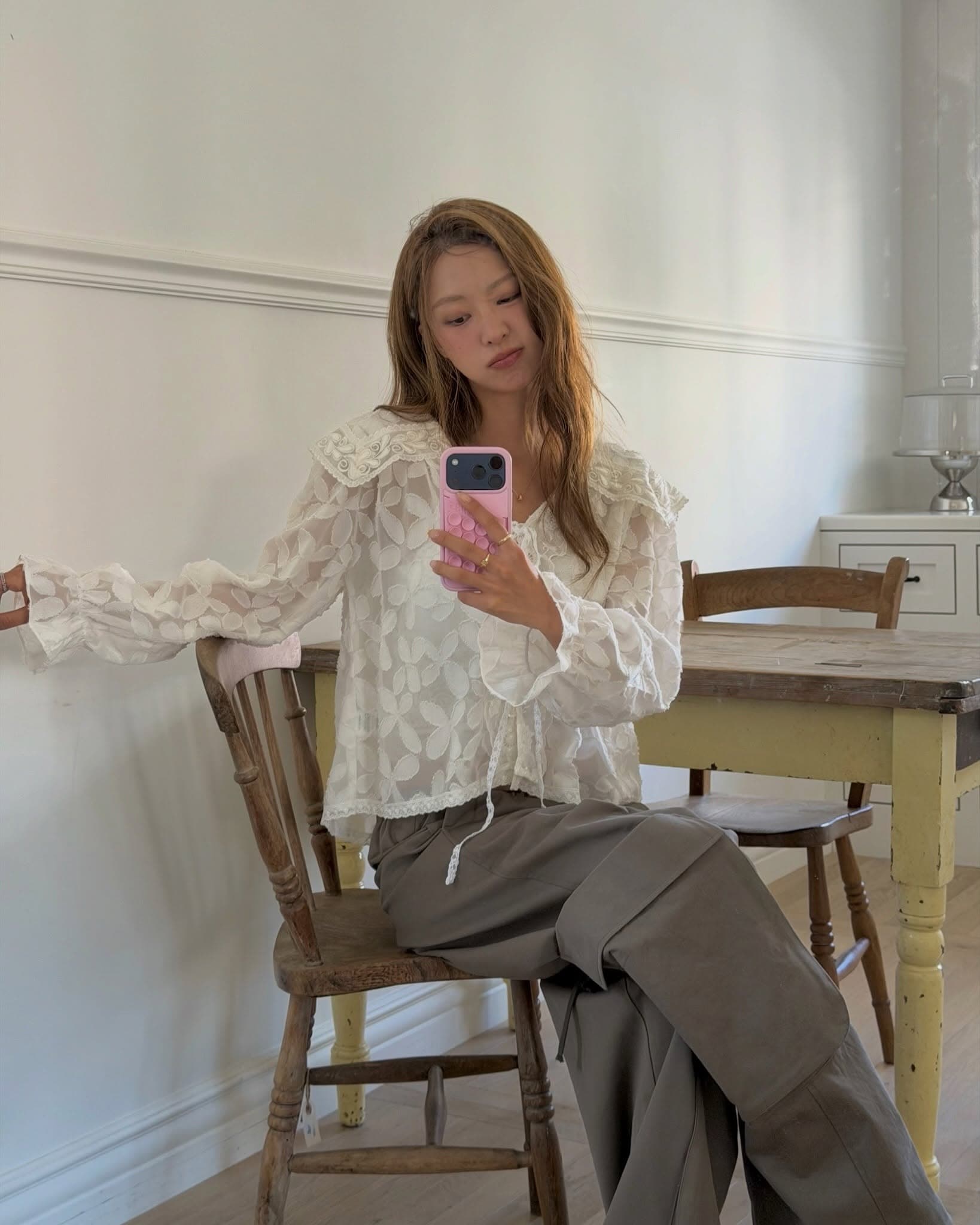다용도 한 부서 작은 대중 빅 칼라 셔츠 이미지 2