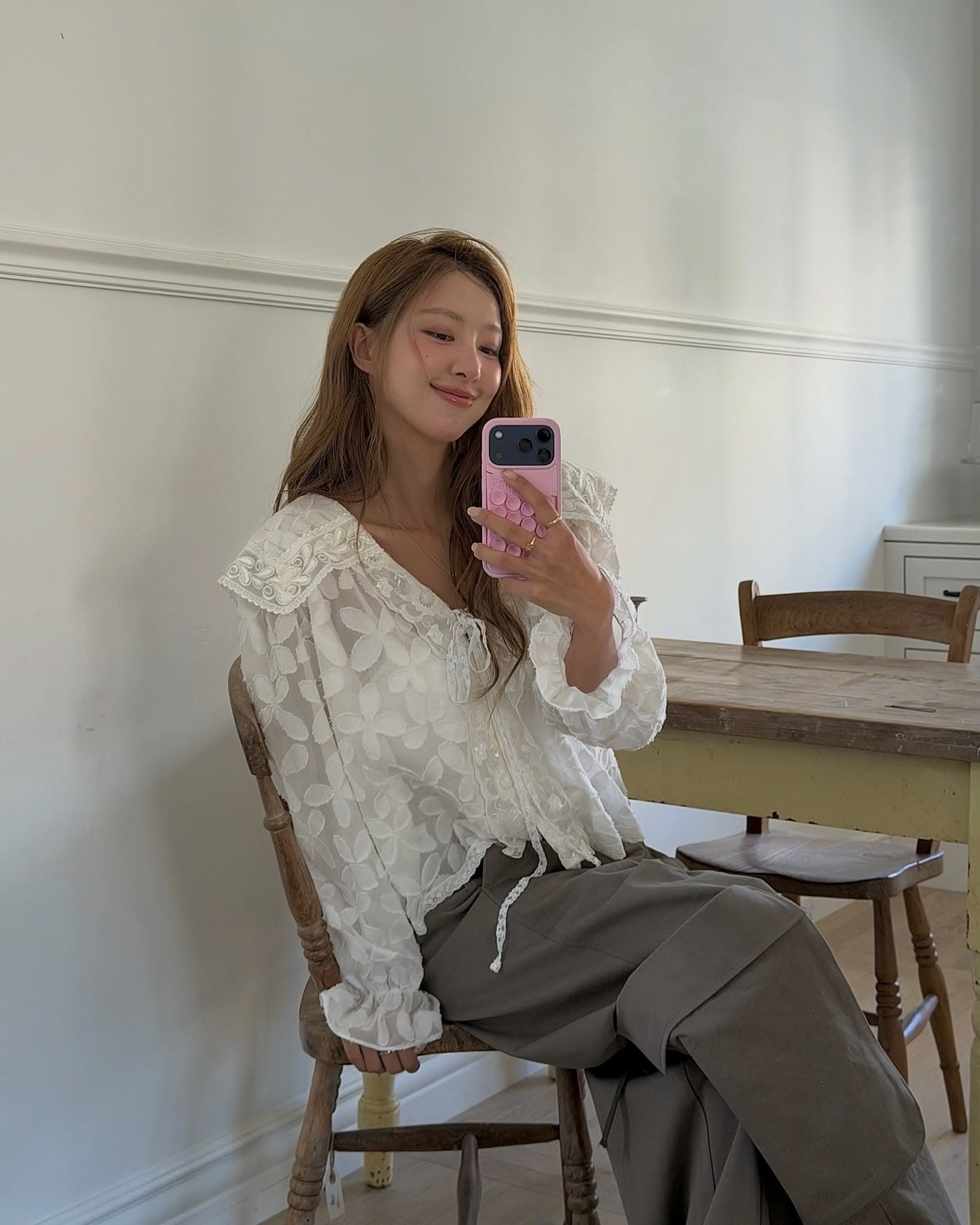 다용도 한 부서 작은 대중 빅 칼라 셔츠 이미지 4