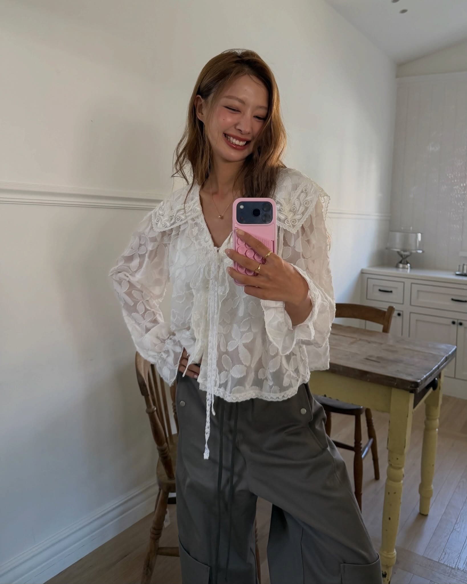 다용도 한 부서 작은 대중 빅 칼라 셔츠 상세 이미지 2