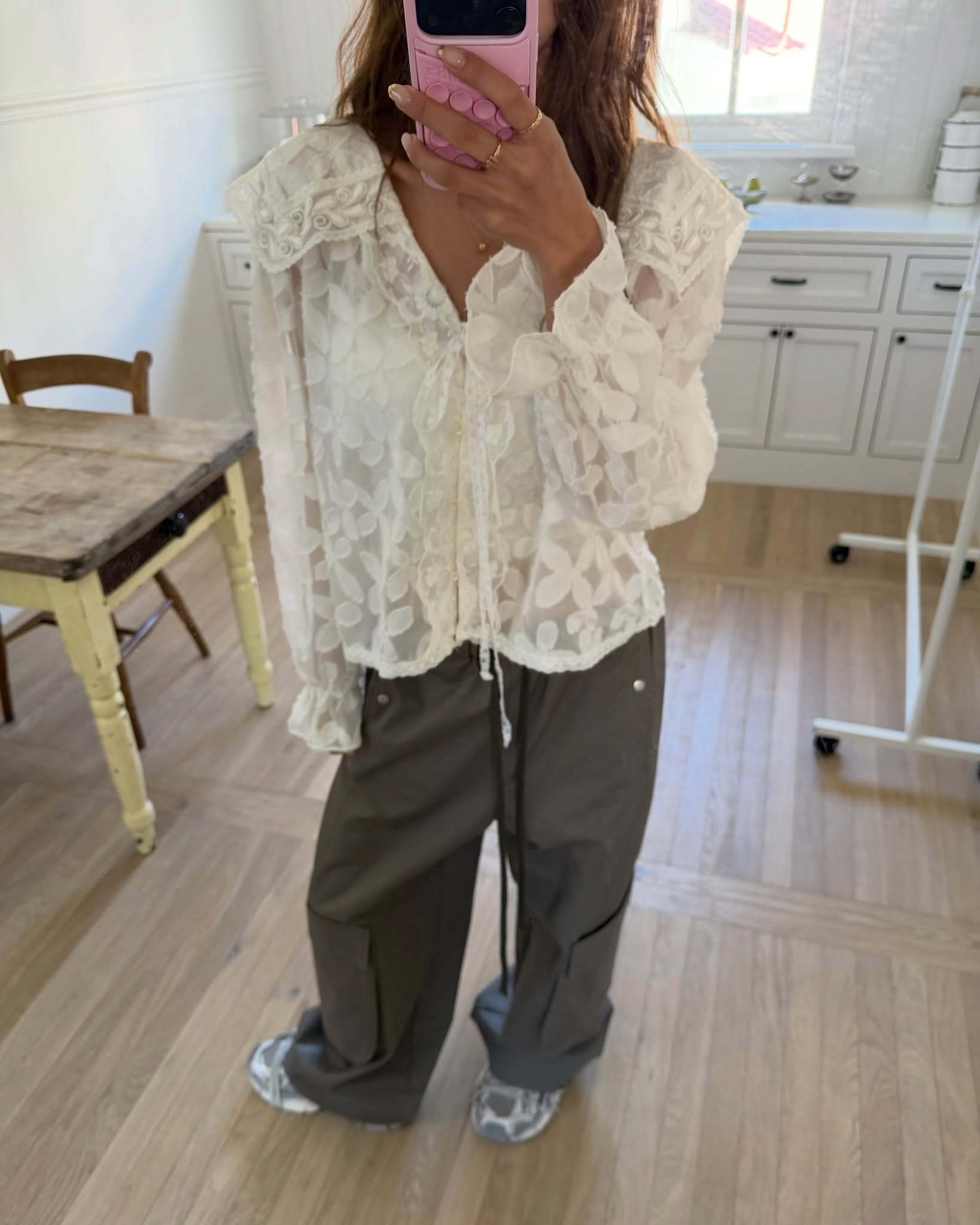 다용도 한 부서 작은 대중 빅 칼라 셔츠 상세 이미지 4