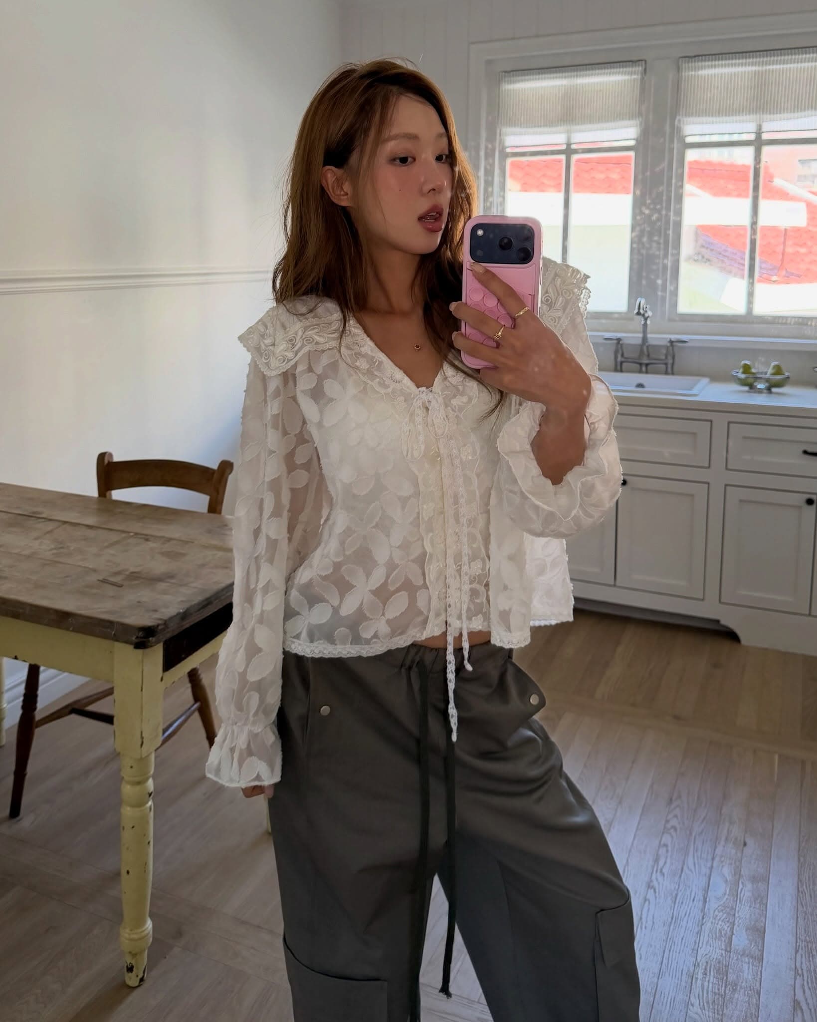 다용도 한 부서 작은 대중 빅 칼라 셔츠 상세 이미지 5