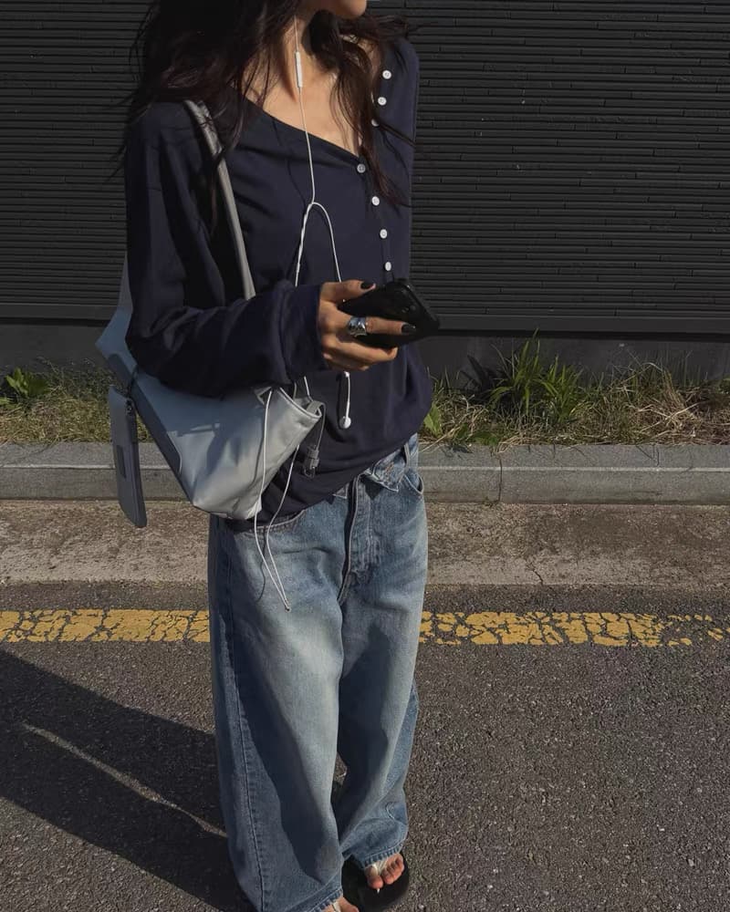 한 부서 다용도 작은 대중 패션 단추 장식 긴 소매 티셔츠 상세 이미지 20
