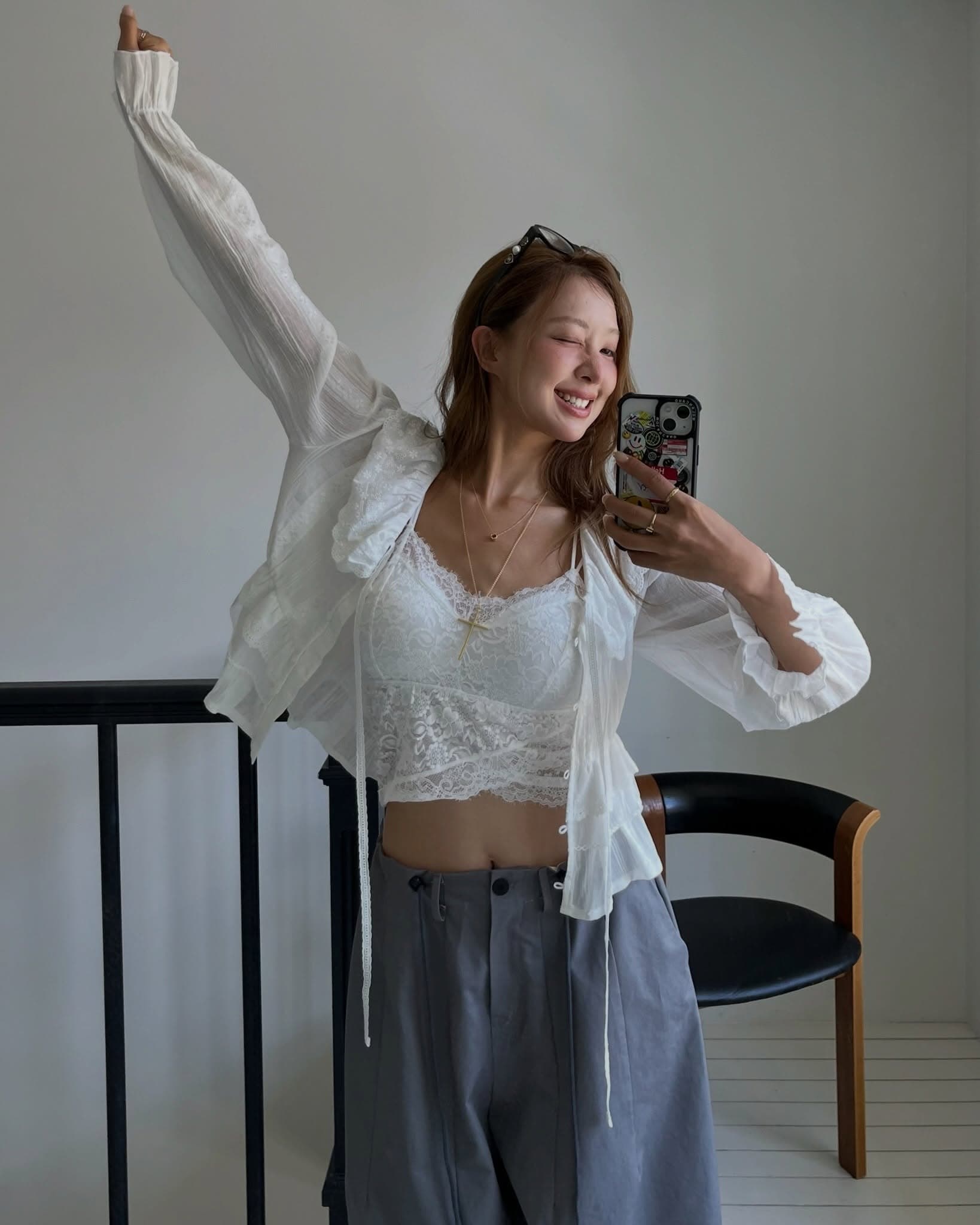 한 부서 ins 다용도 작은 대중 무거운 작업 긴팔 레이스 셔츠 이미지 2