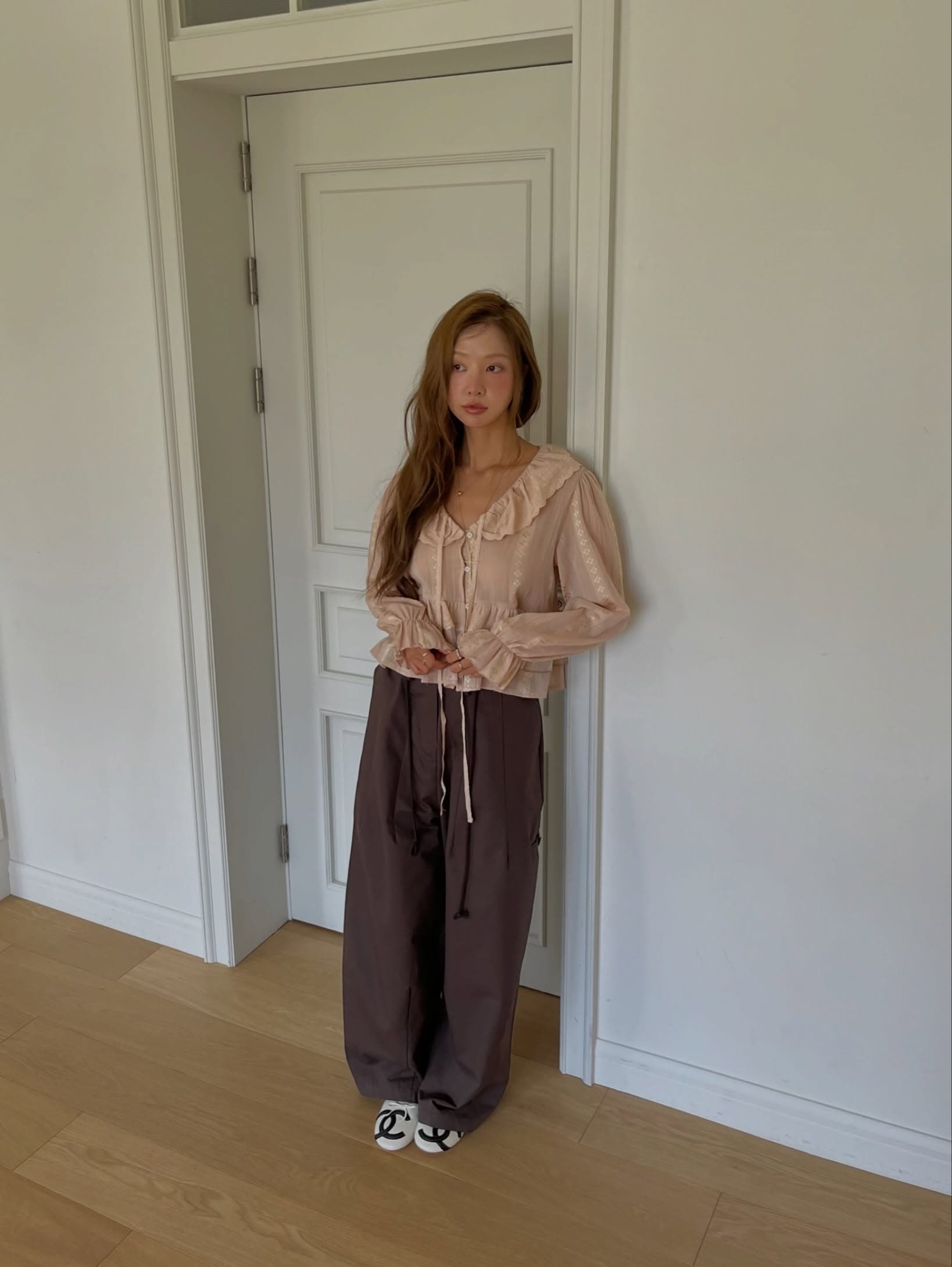 한 부서 ins 다용도 작은 대중 무거운 작업 긴팔 레이스 셔츠 상세 이미지 7