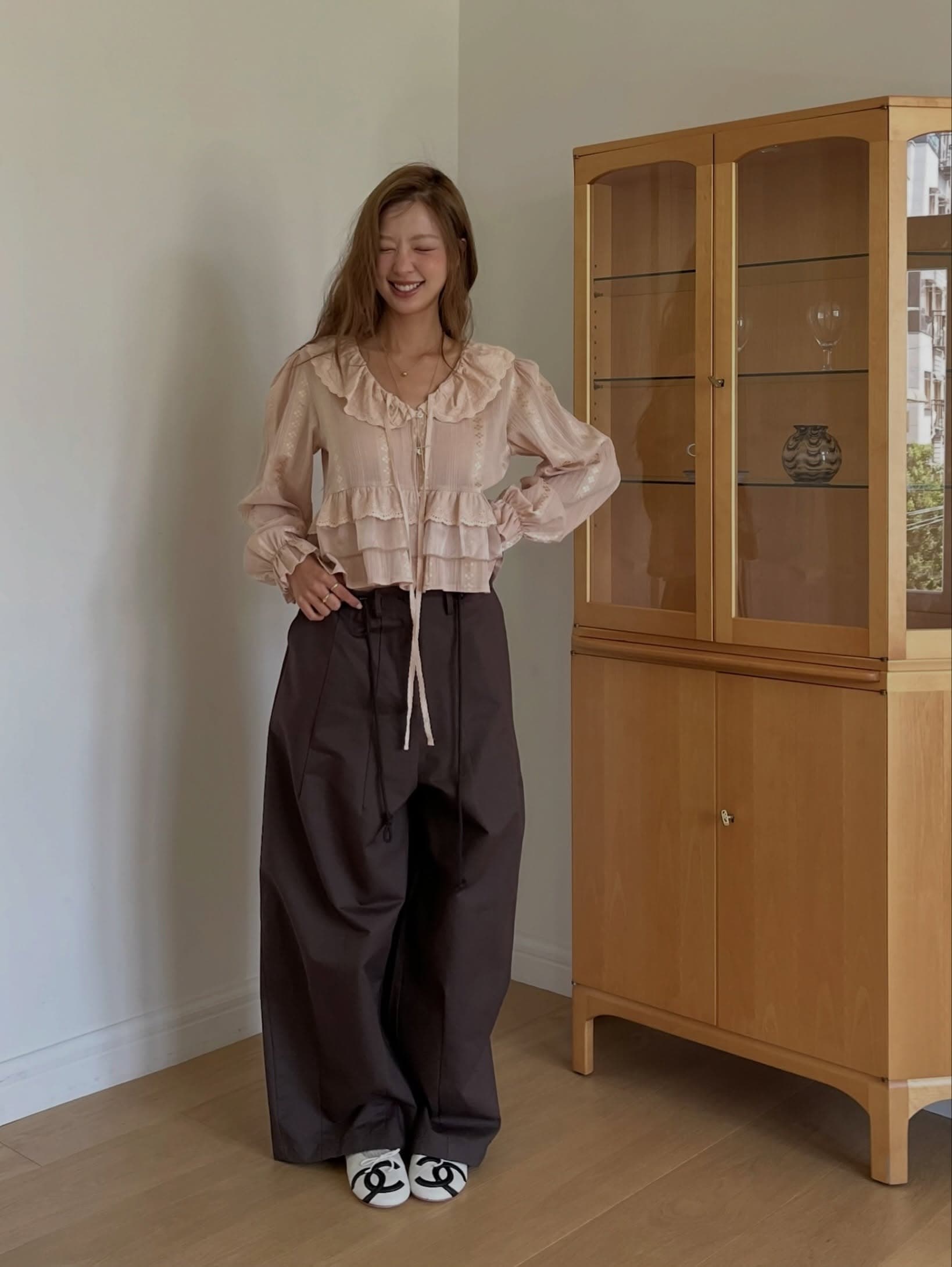 한 부서 ins 다용도 작은 대중 무거운 작업 긴팔 레이스 셔츠 상세 이미지 8