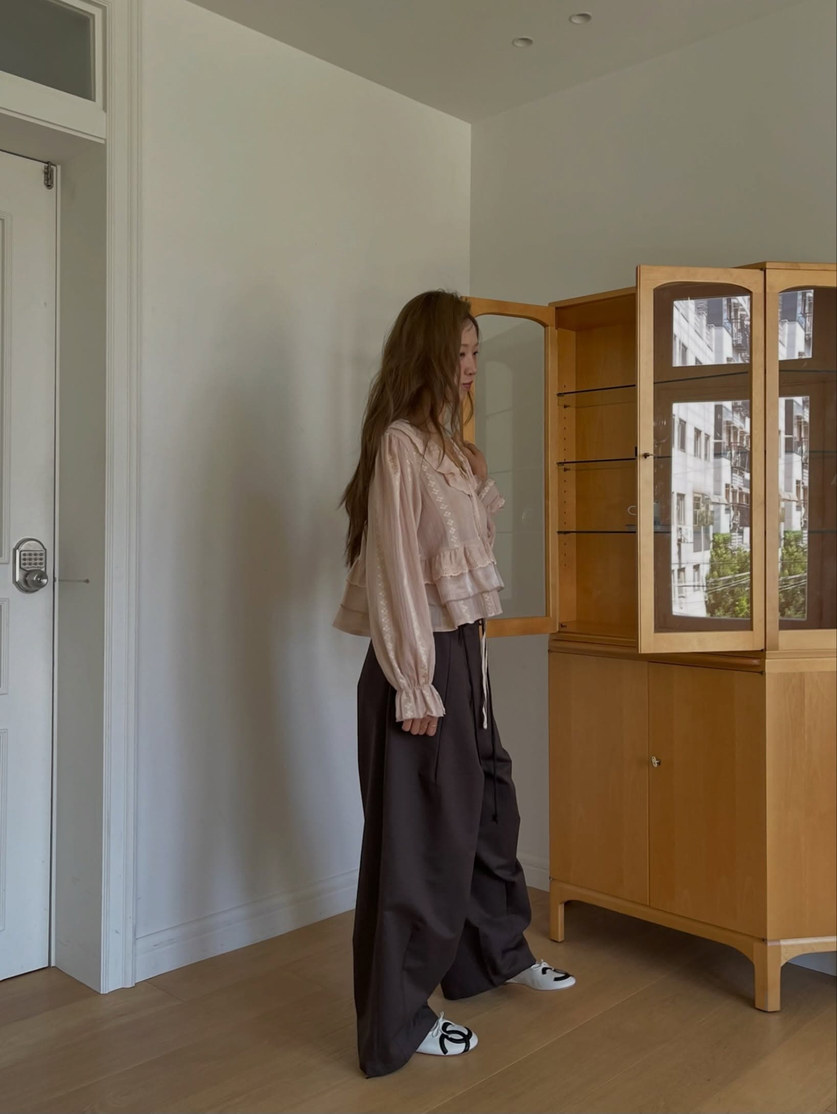 한 부서 ins 다용도 작은 대중 무거운 작업 긴팔 레이스 셔츠 상세 이미지 12