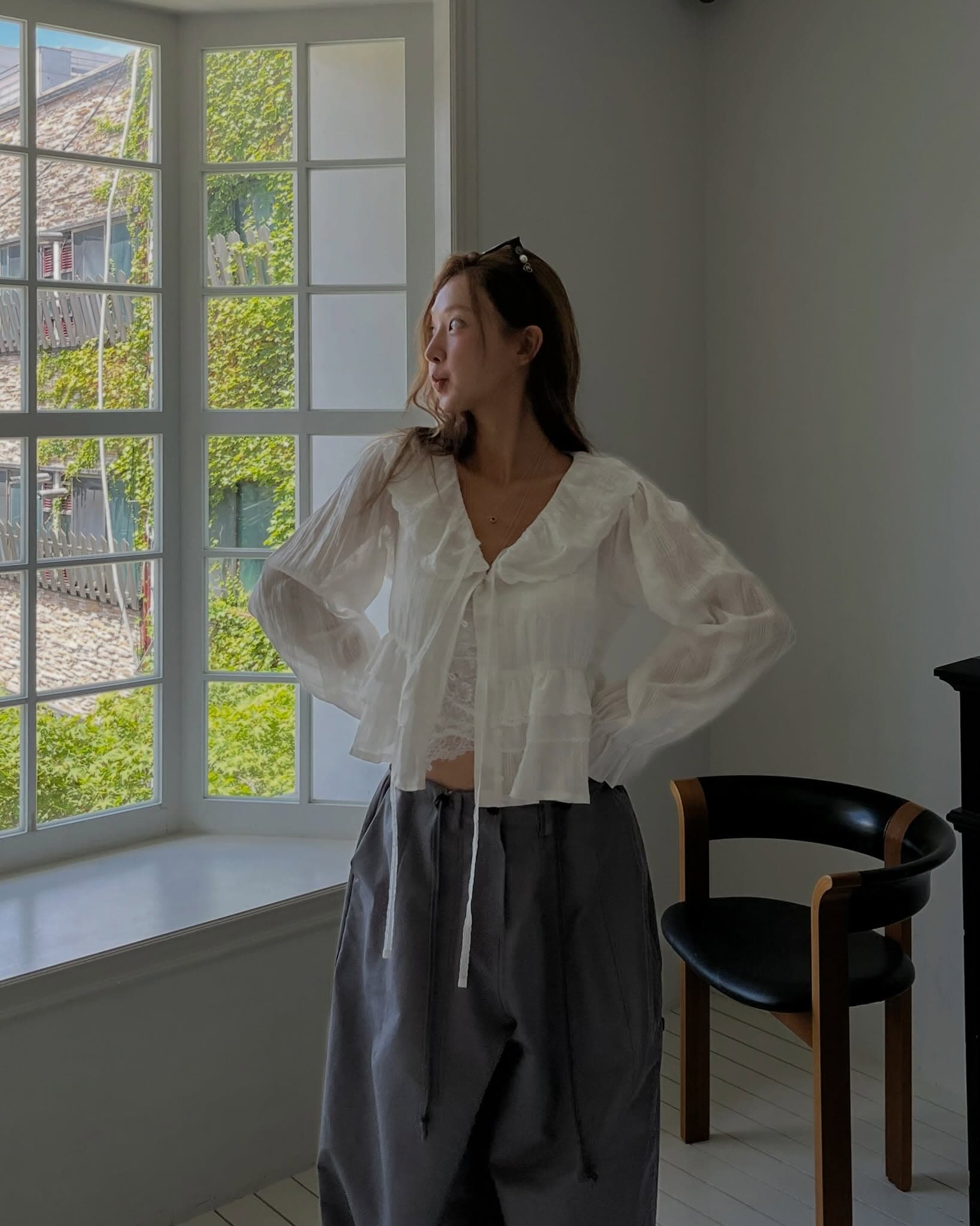 한 부서 ins 다용도 작은 대중 무거운 작업 긴팔 레이스 셔츠 상세 이미지 18