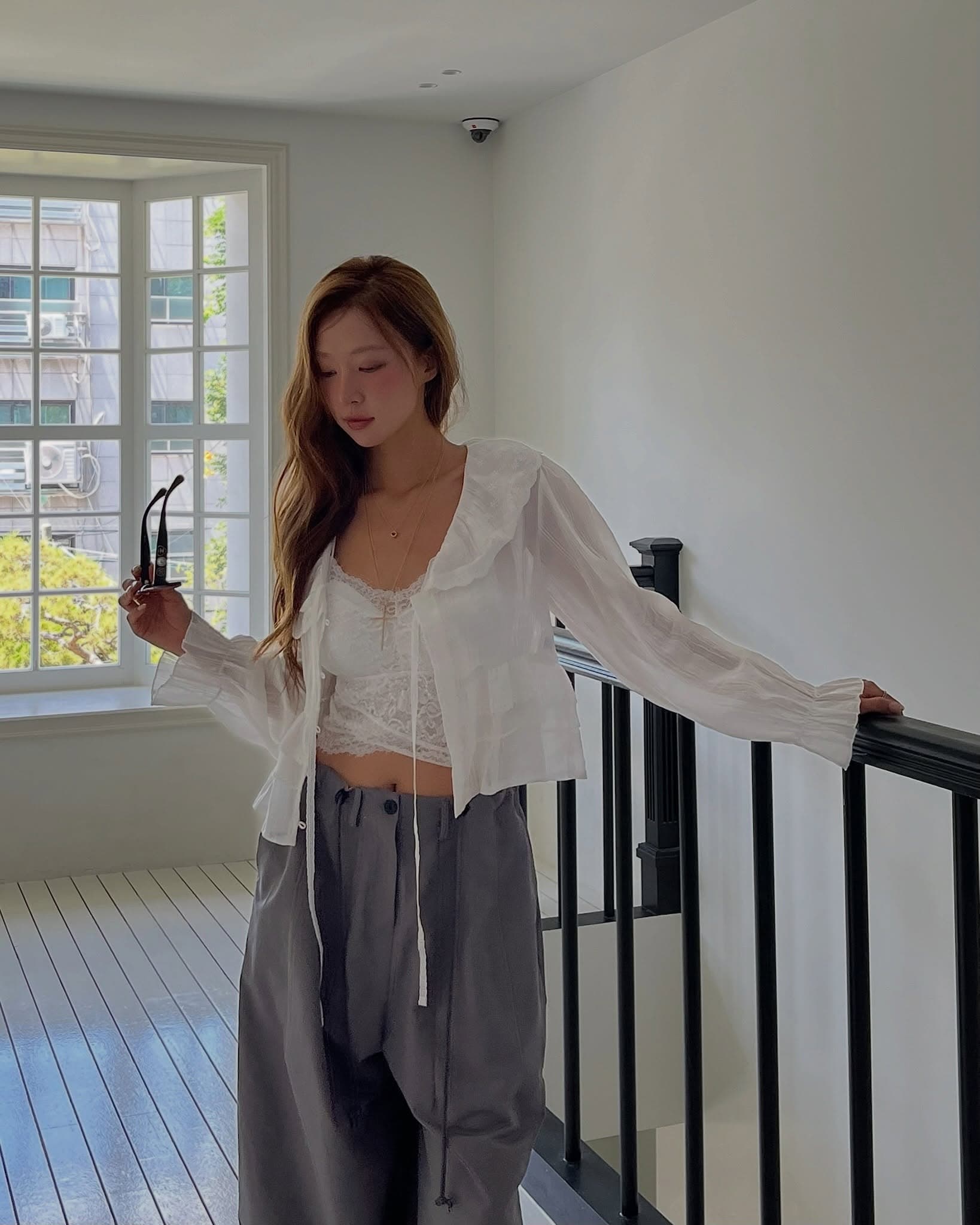 한 부서 ins 다용도 작은 대중 무거운 작업 긴팔 레이스 셔츠 상세 이미지 19