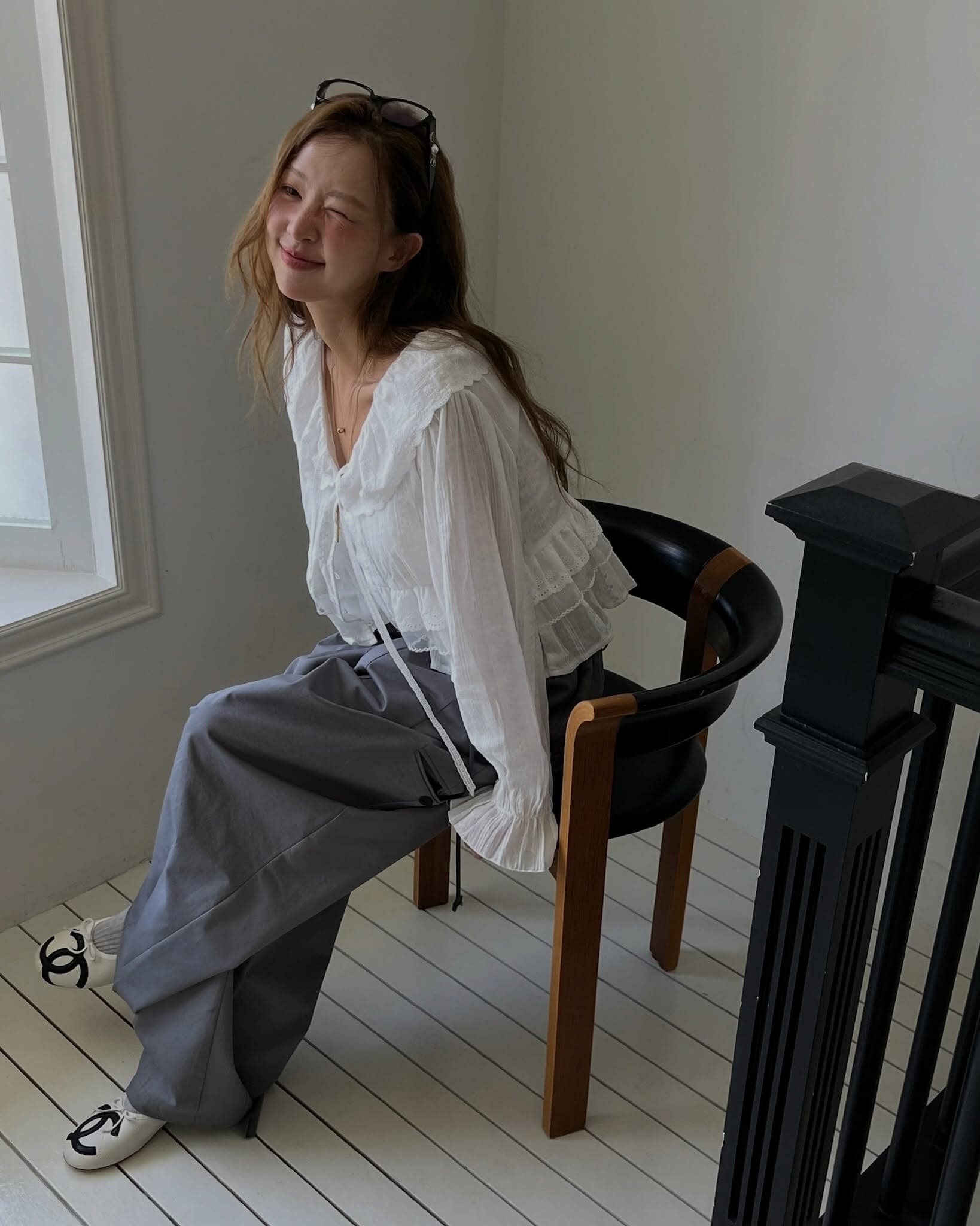 한 부서 ins 다용도 작은 대중 무거운 작업 긴팔 레이스 셔츠 상세 이미지 20