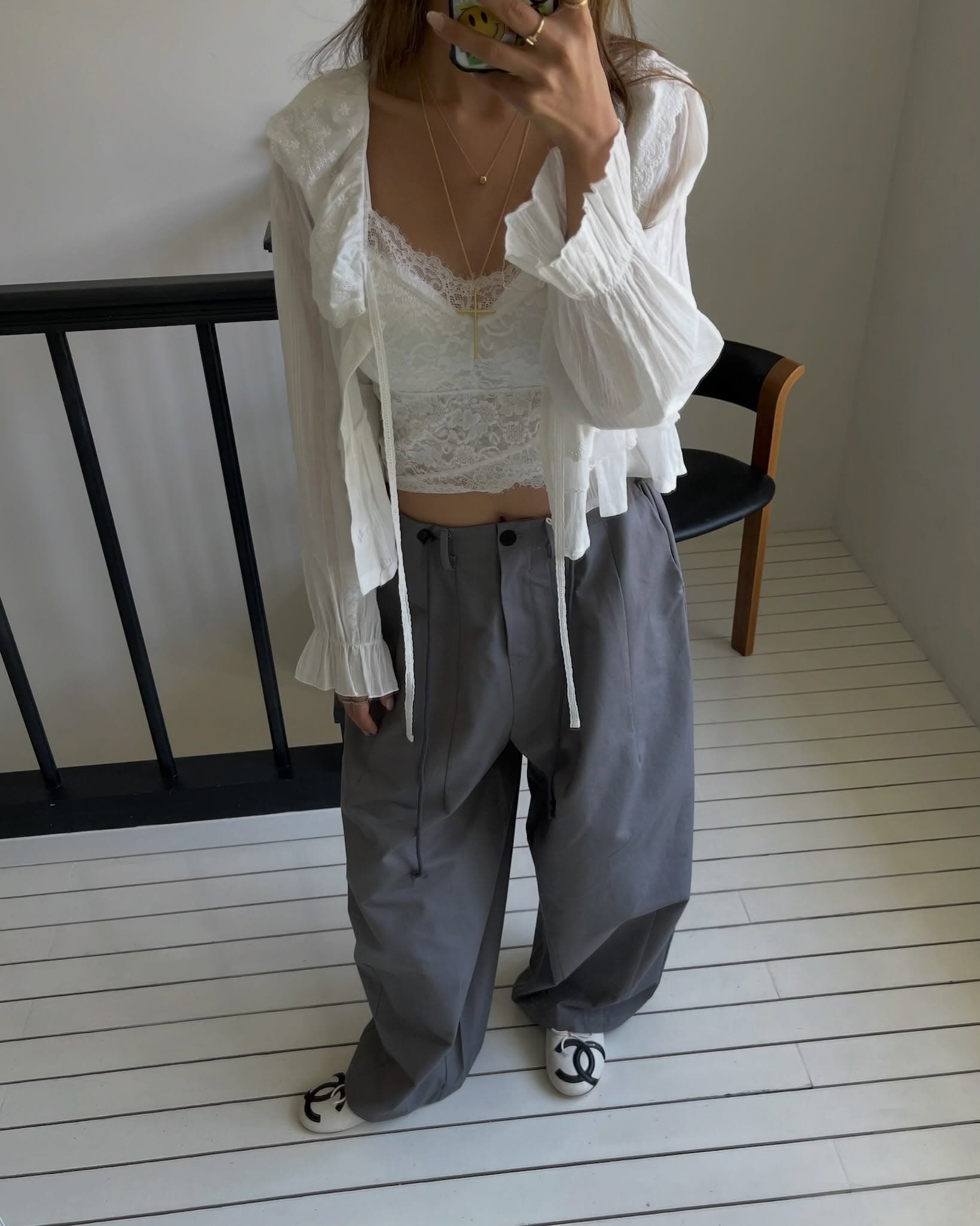 한 부서 ins 다용도 작은 대중 무거운 작업 긴팔 레이스 셔츠 상세 이미지 23