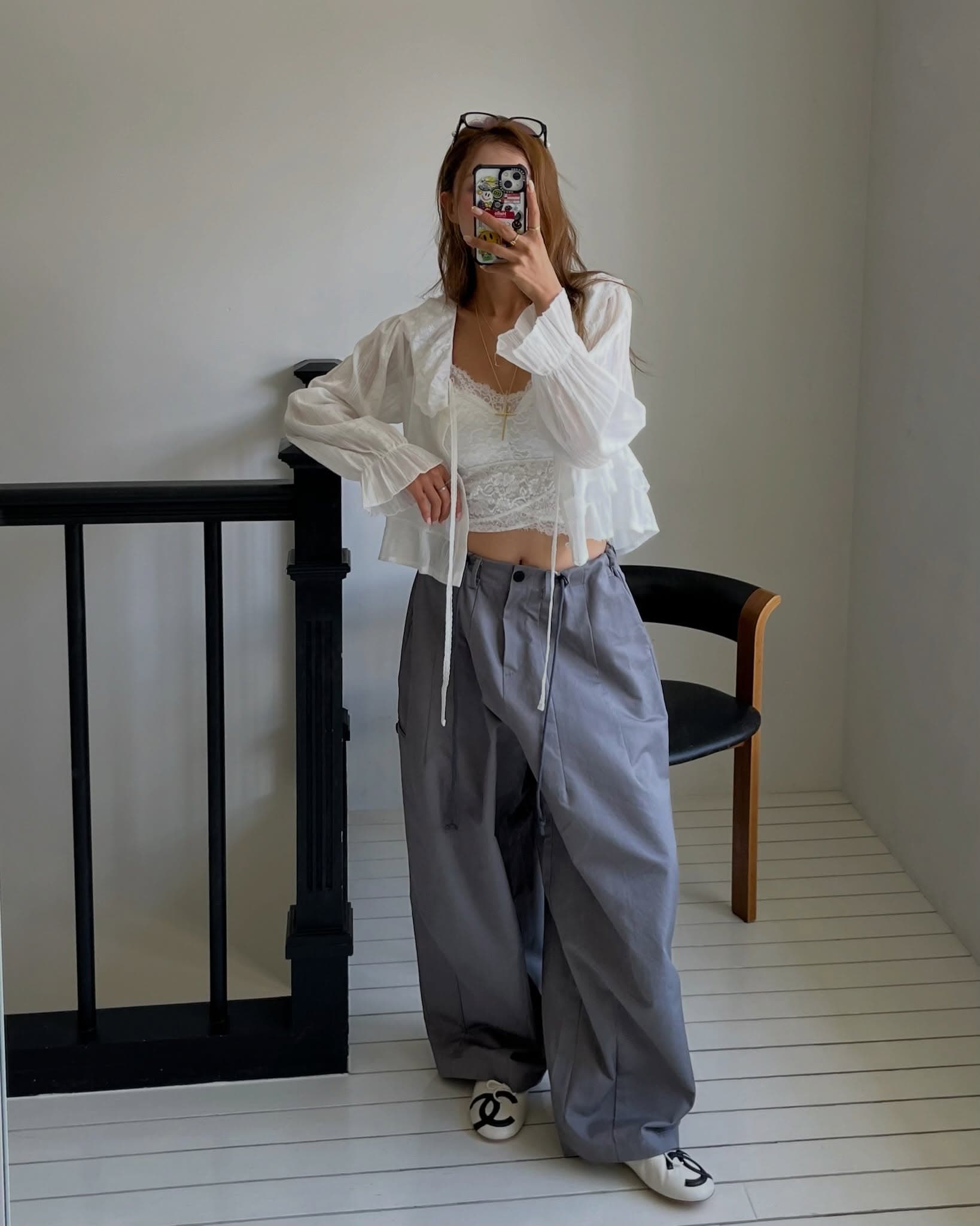 한 부서 ins 다용도 작은 대중 무거운 작업 긴팔 레이스 셔츠 상세 이미지 31