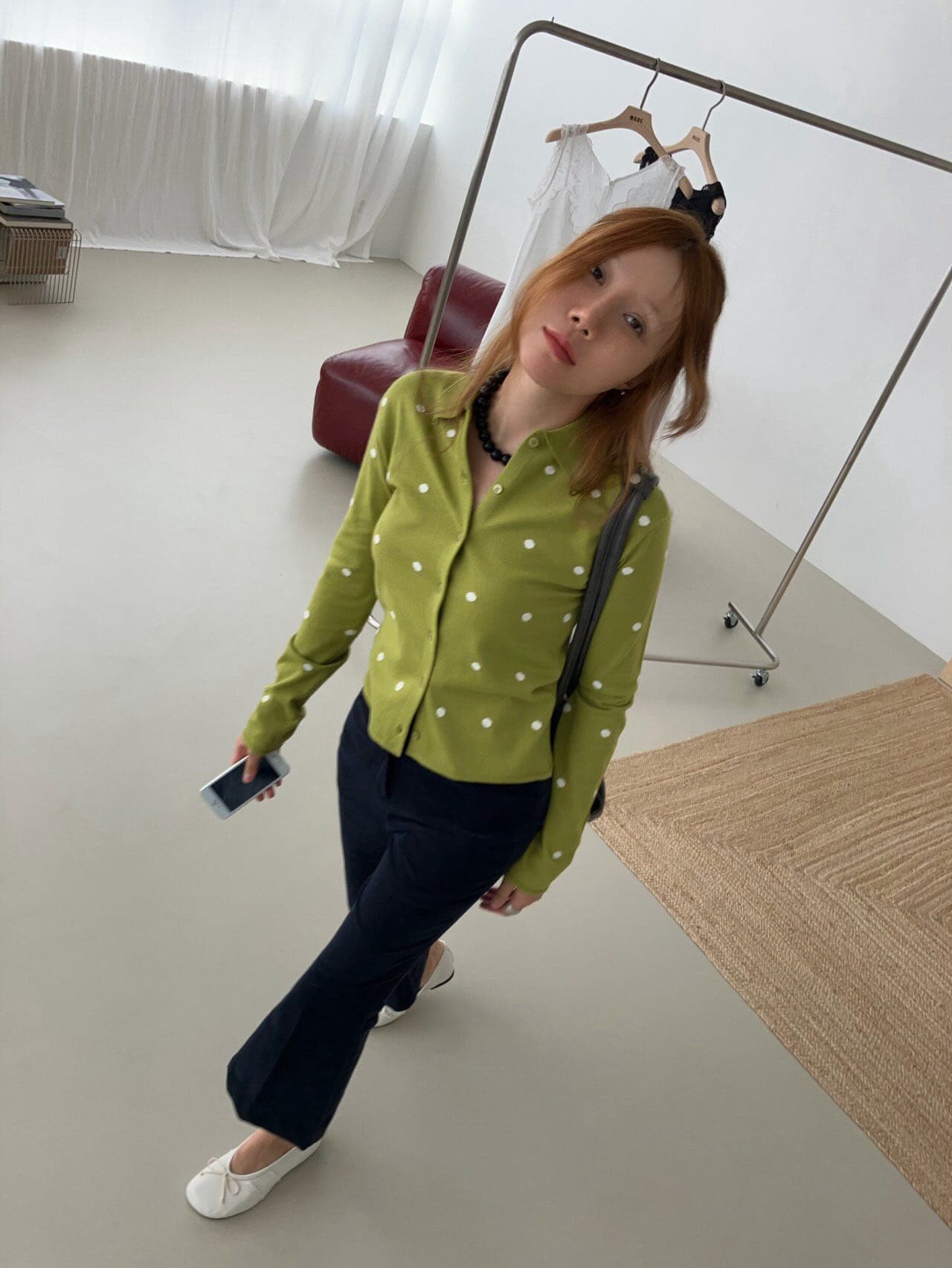 chic 한 부서 다용도 작은 대중 패션 긴팔 도트 무늬 니트 스웨터 맨위 오픈 가디건 상세 이미지 23