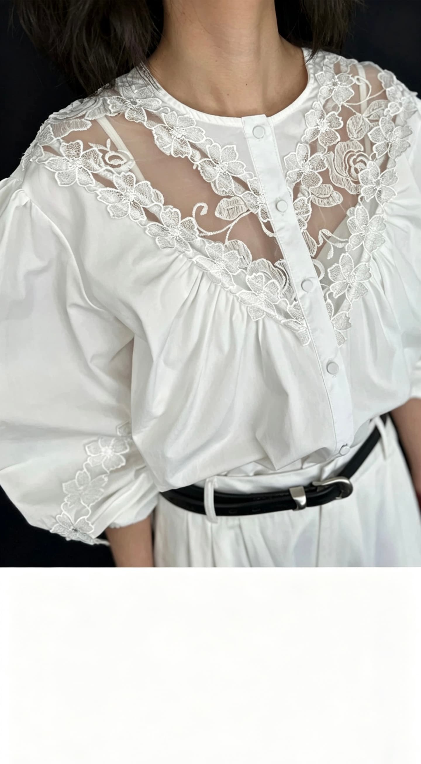 있음 선적 한 부서 다용도 긴팔 홀로우 아웃 긴팔 셔츠 상세 이미지 5