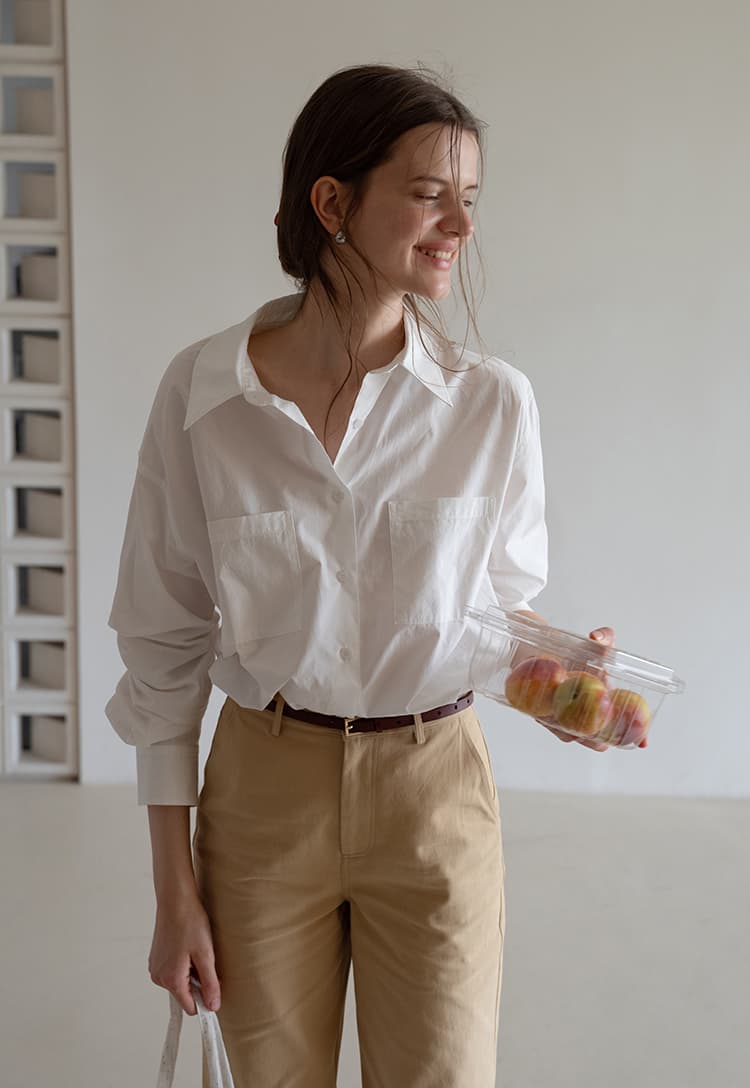 더블 주머니 루즈핏 긴팔 셔츠 이른 가을 새로운 미니멀리즘 품격 직장 출퇴근 품격 슬림해 보이는 맨위 상세 이미지 7