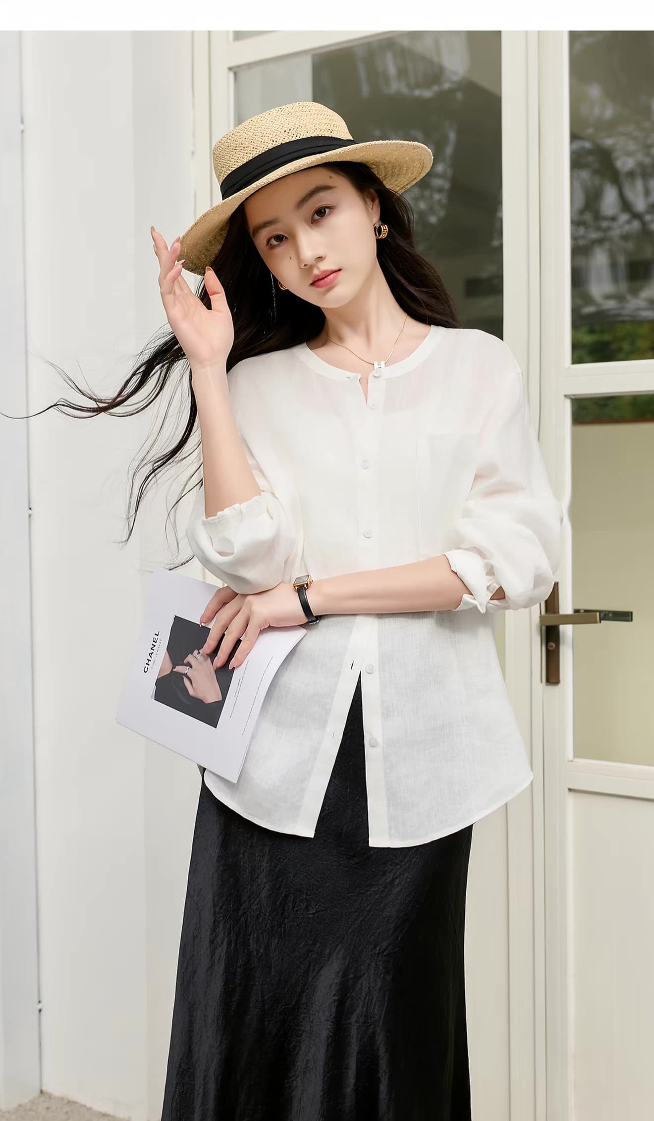 아마 2026 봄 여름 새로운 긴팔 셔츠 셔츠 루즈핏 자외선 차단 출퇴근 여성 s