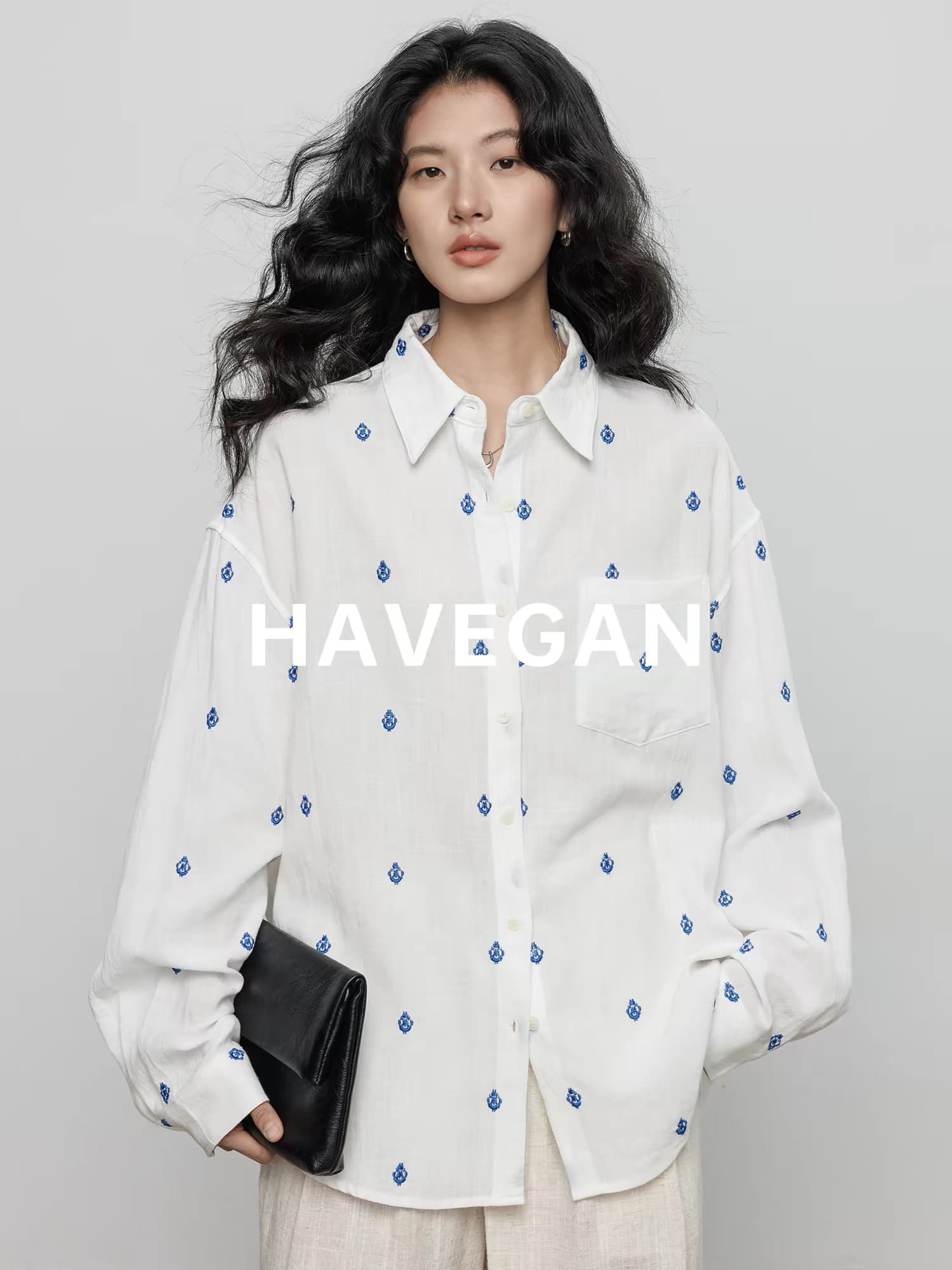 가을 주간 실크 라미 긴팔 자수 여성 셔츠 2026 새로운 오래된 돈 바람 캐주얼 맨위 상세 이미지 8