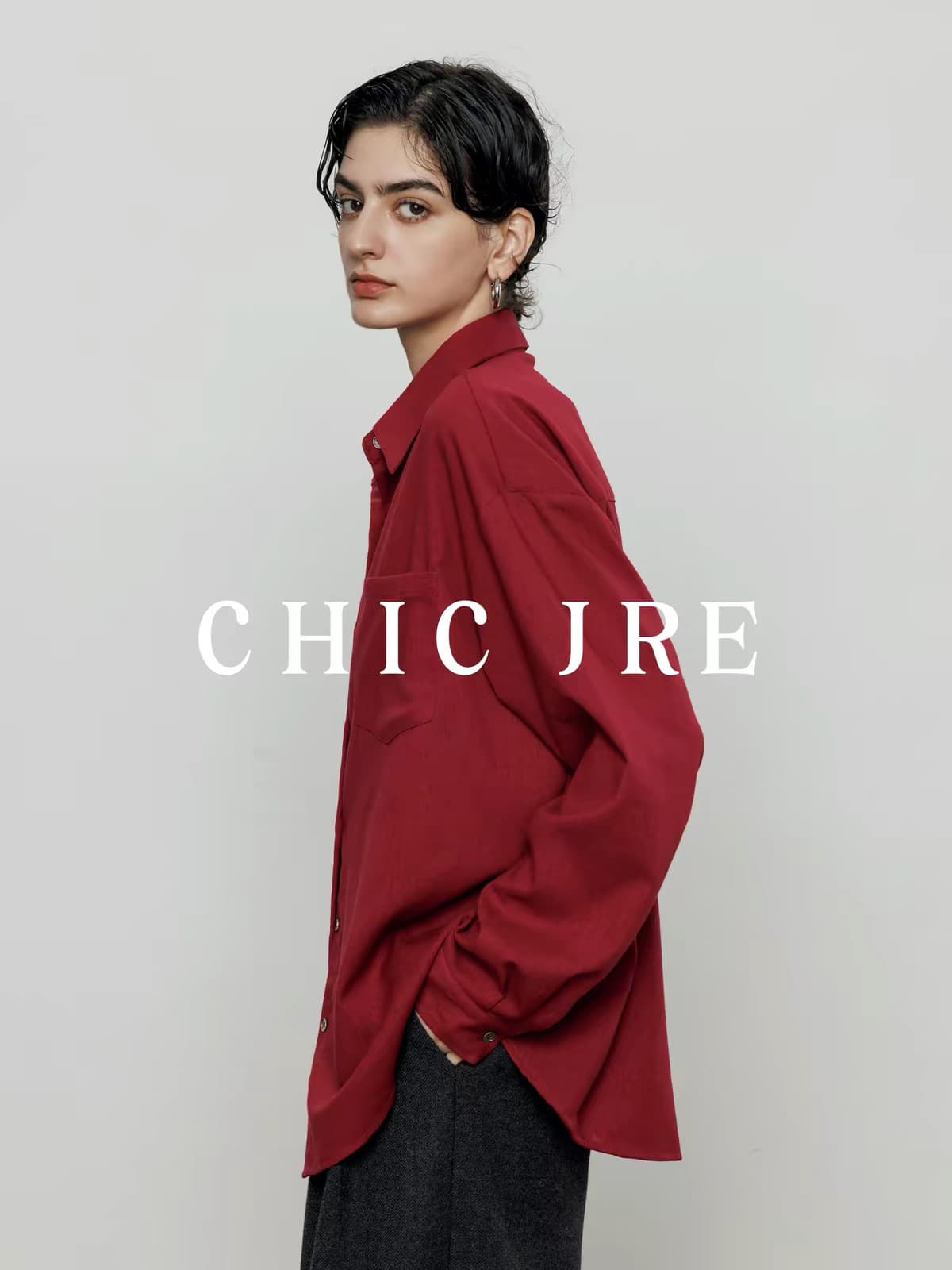 chic jre 고급 센스 빨간색 여성 셔츠 2026 가을 새로운 품격 레트로 합격 스택 착용 부지런한 긴팔 셔츠 상세 이미지 1