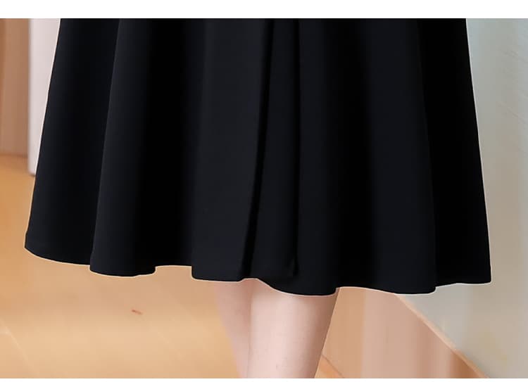 실사 가을 새로운 그는 벤 바람 검정색 드레스 허리 수축 슬림해 보이는 롱 코트 품격 정장 칼라 드레스 상세 이미지 21