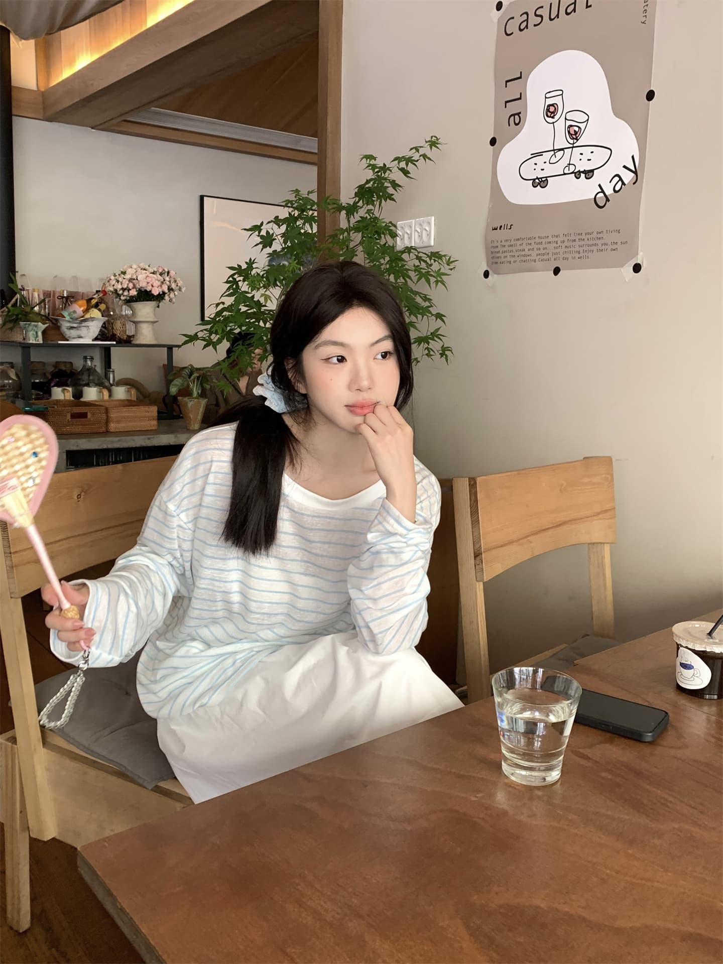 실사 정가 여름 여행 스트라이프 자외선 차단 블라우스 긴팔 얇은 스타일 비스듬한 어깨 티셔츠 오프숄더 맨위 상세 이미지 26