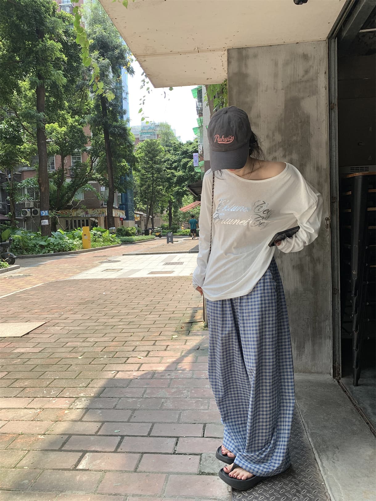 실사 정가 아메리칸 느긋한 뜨거운 은 알파벳 프린트 자외선 차단 블라우스 비스듬한 어깨 얇은 스타일 긴팔 티셔츠 상세 이미지 20