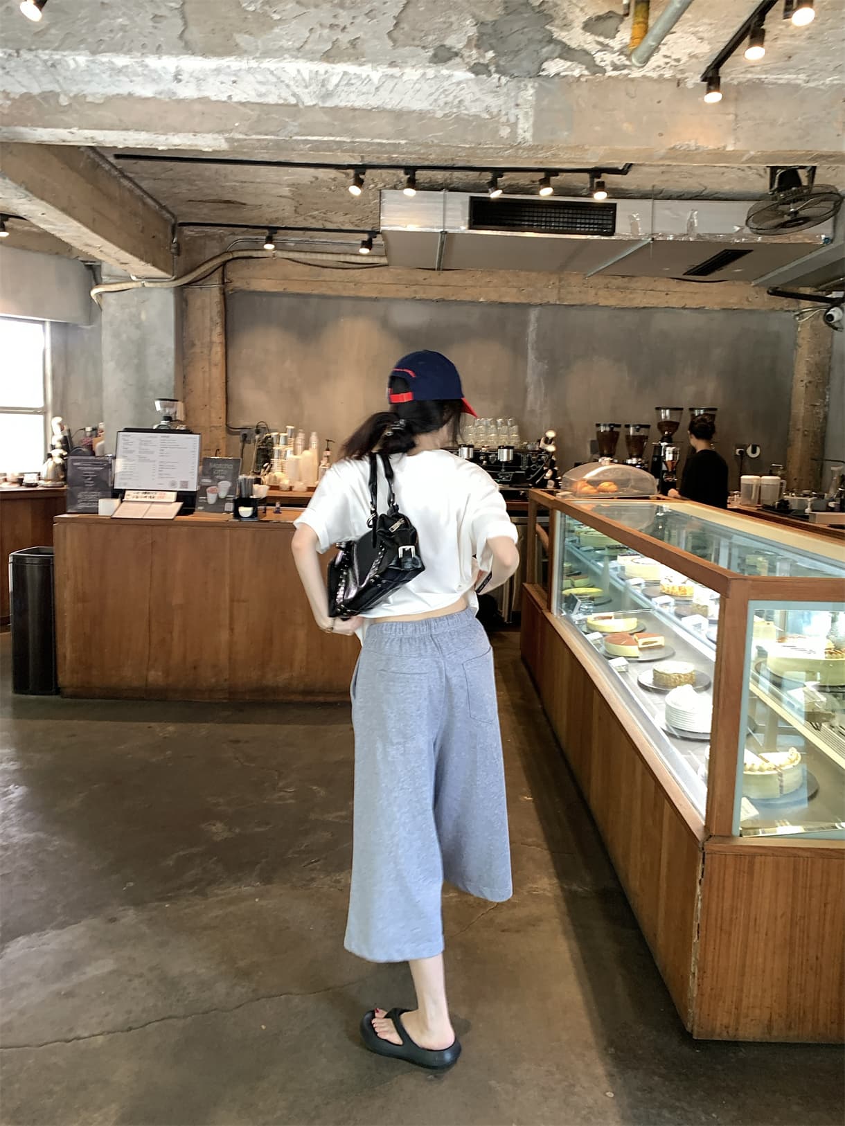 실사 정가 아메리칸 다용도 7부 바지 운동 캐주얼 루즈핏 스트레이트 넓은 다리가 짧다. 바지 웨이 바지 상세 이미지 3