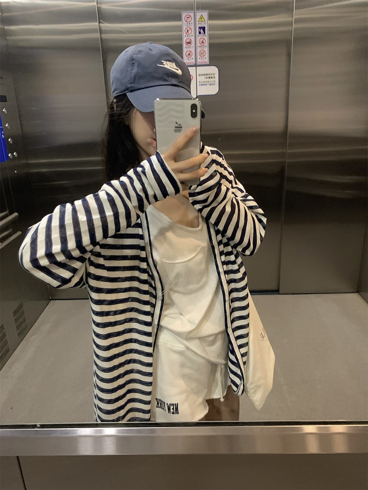 실사 정가 이른 가을 한국 스타일 느긋한 느슨함 센스 스트라이프 긴팔 티셔츠 얇은 스타일 자외선 차단 재킷 상세 이미지 7