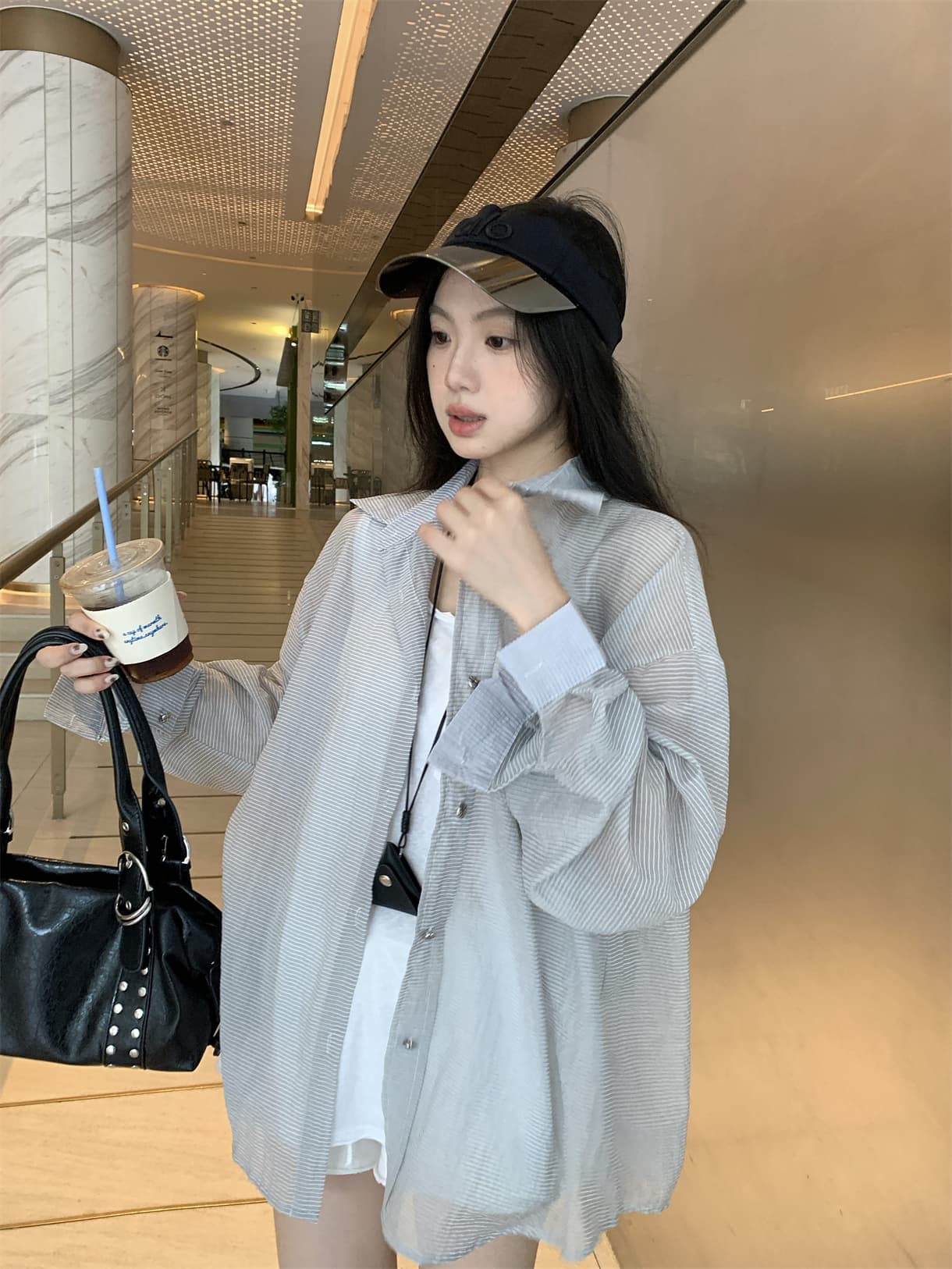 실사 정가 여름 느긋한 자외선 차단 얇은 스타일 셔츠 루즈핏 긴팔 자외선 차단 오픈 가디건 상세 이미지 35