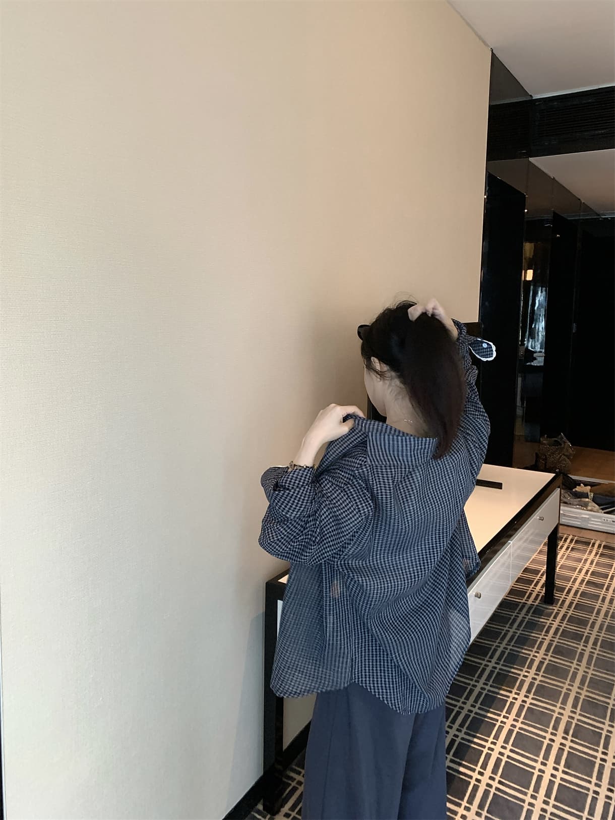 실사 정가 이른 가을 느긋한 디자인 센스 레이스 패치워크 체크무늬 긴팔 셔츠 루즈핏 셔츠 재킷 상세 이미지 16