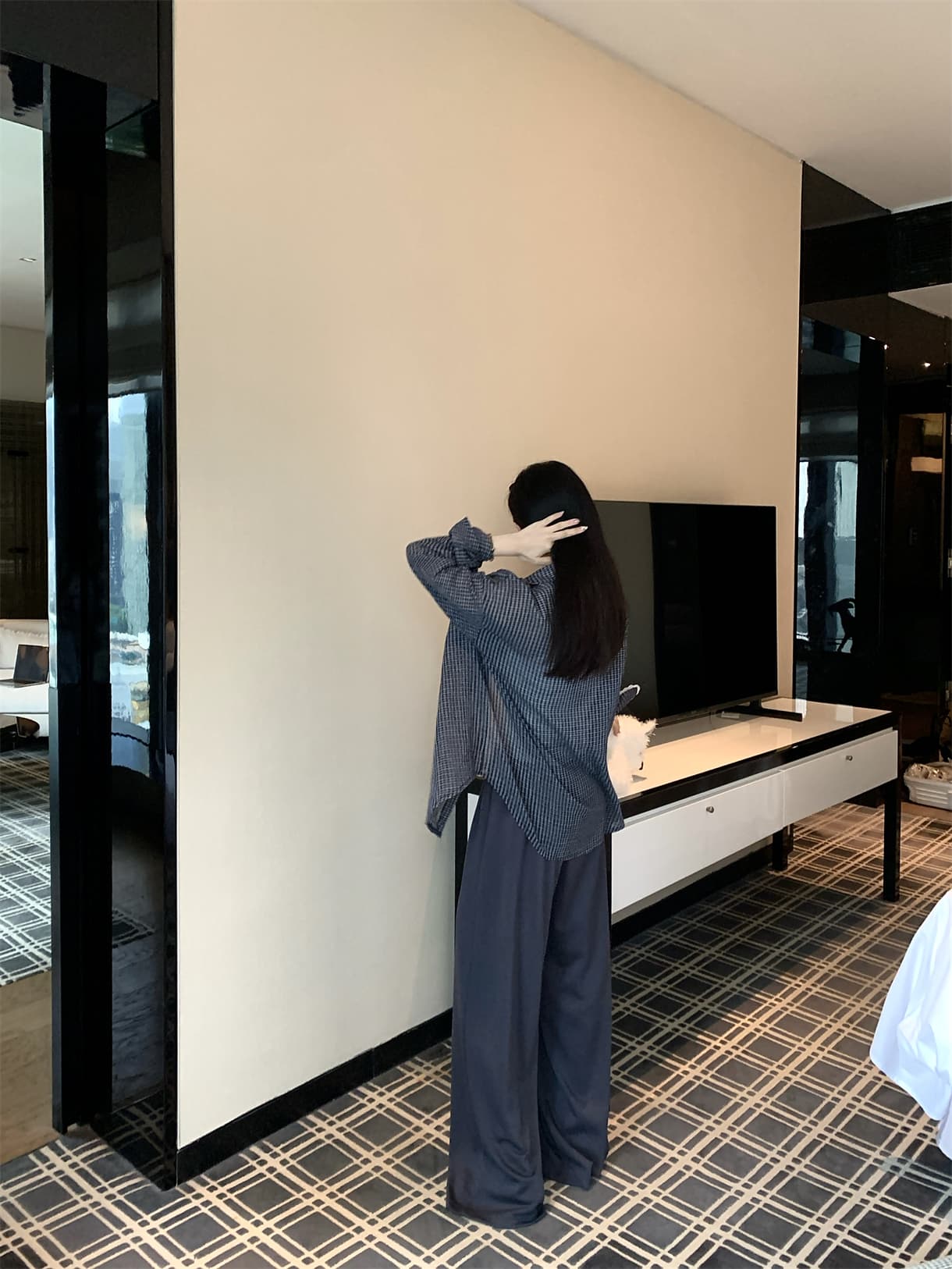 실사 정가 이른 가을 느긋한 디자인 센스 레이스 패치워크 체크무늬 긴팔 셔츠 루즈핏 셔츠 재킷 상세 이미지 23